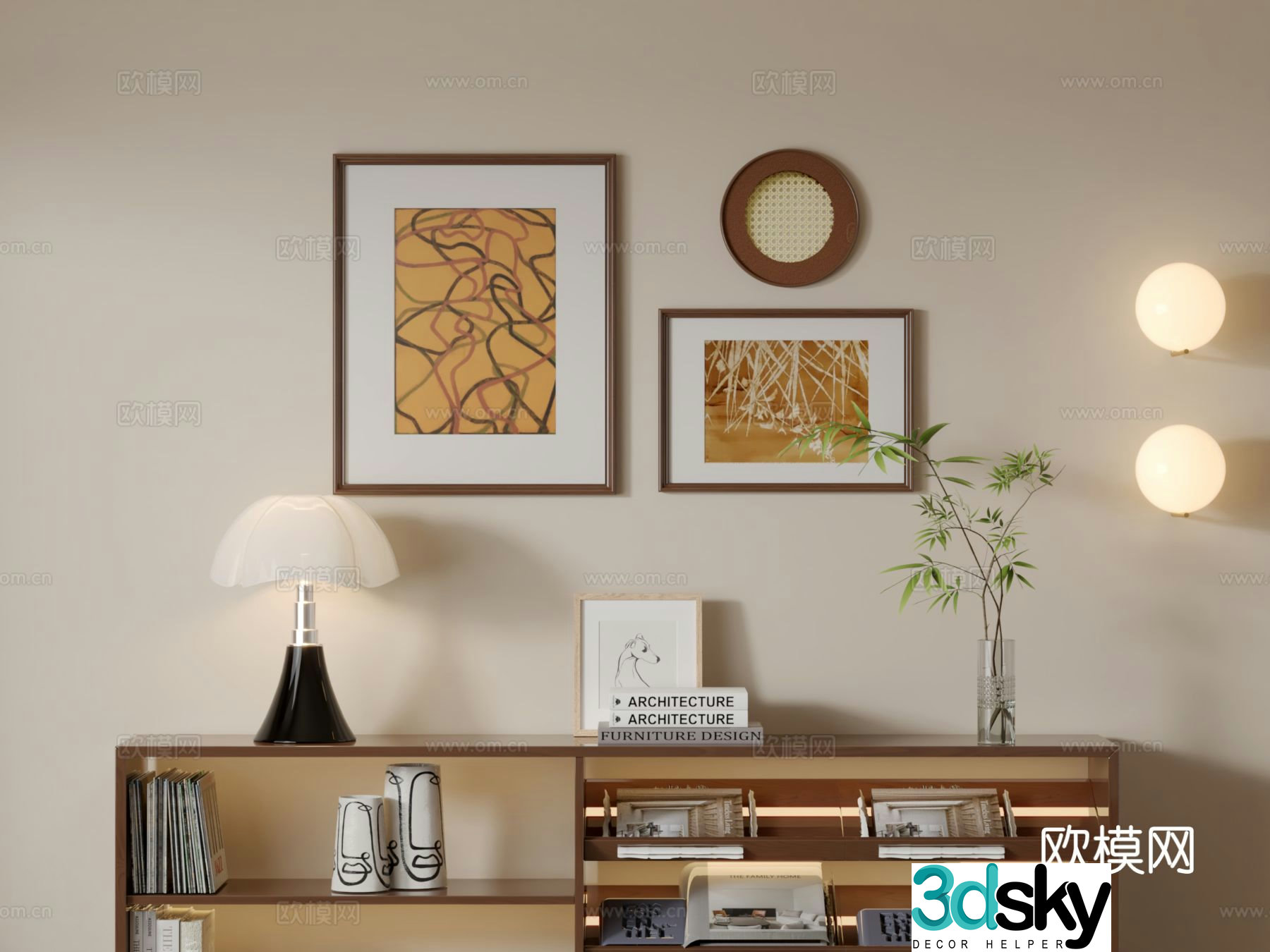 Medieval style hanging painting decorative painting 3d model