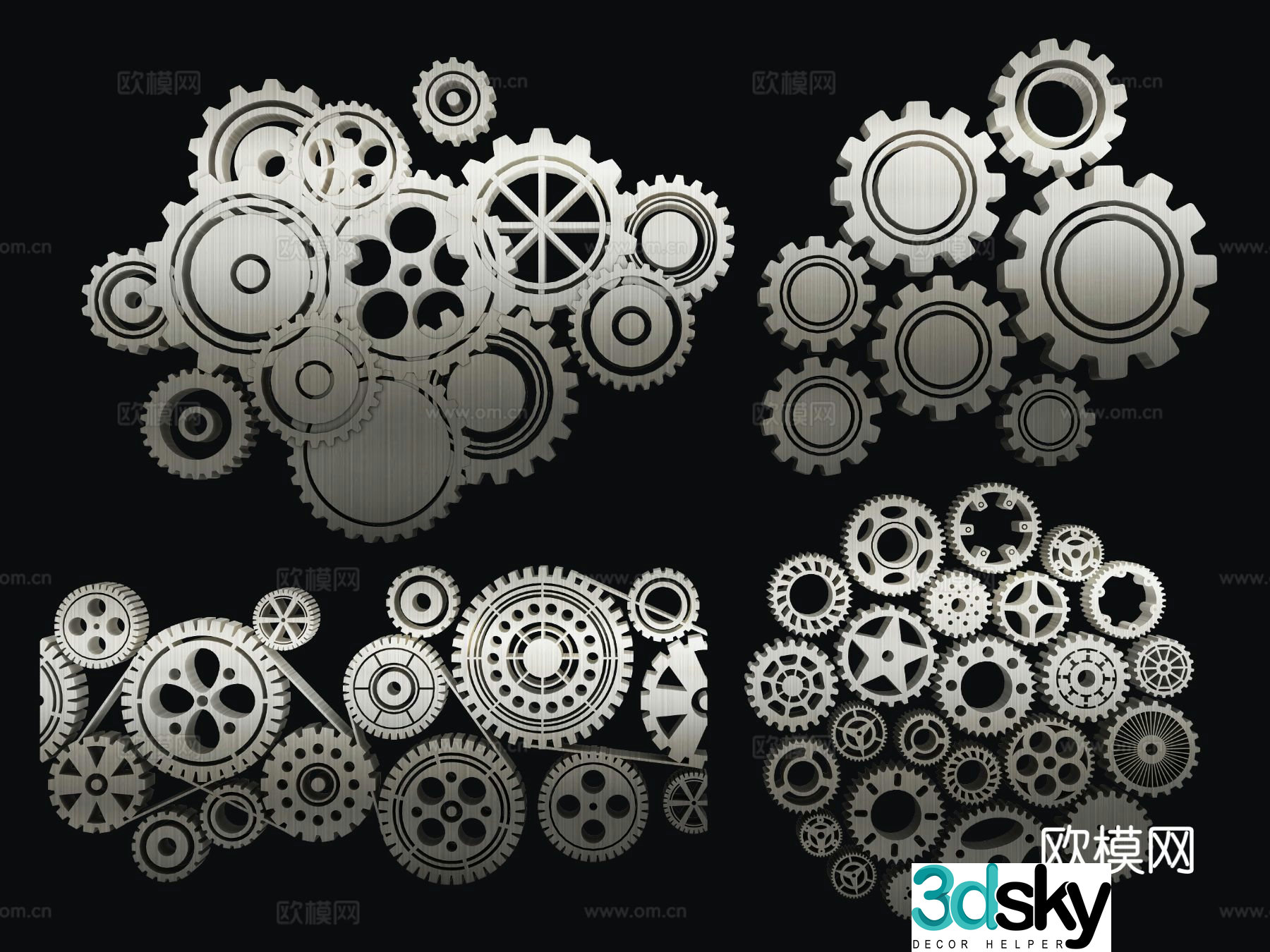Metal gears mechanical parts wall decorations hanging decorations 3d model
