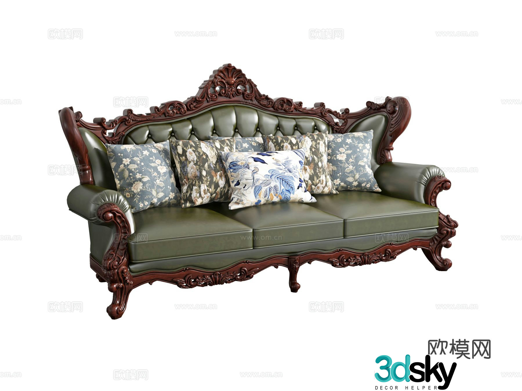 Three seater sofa leather sofa 3d model