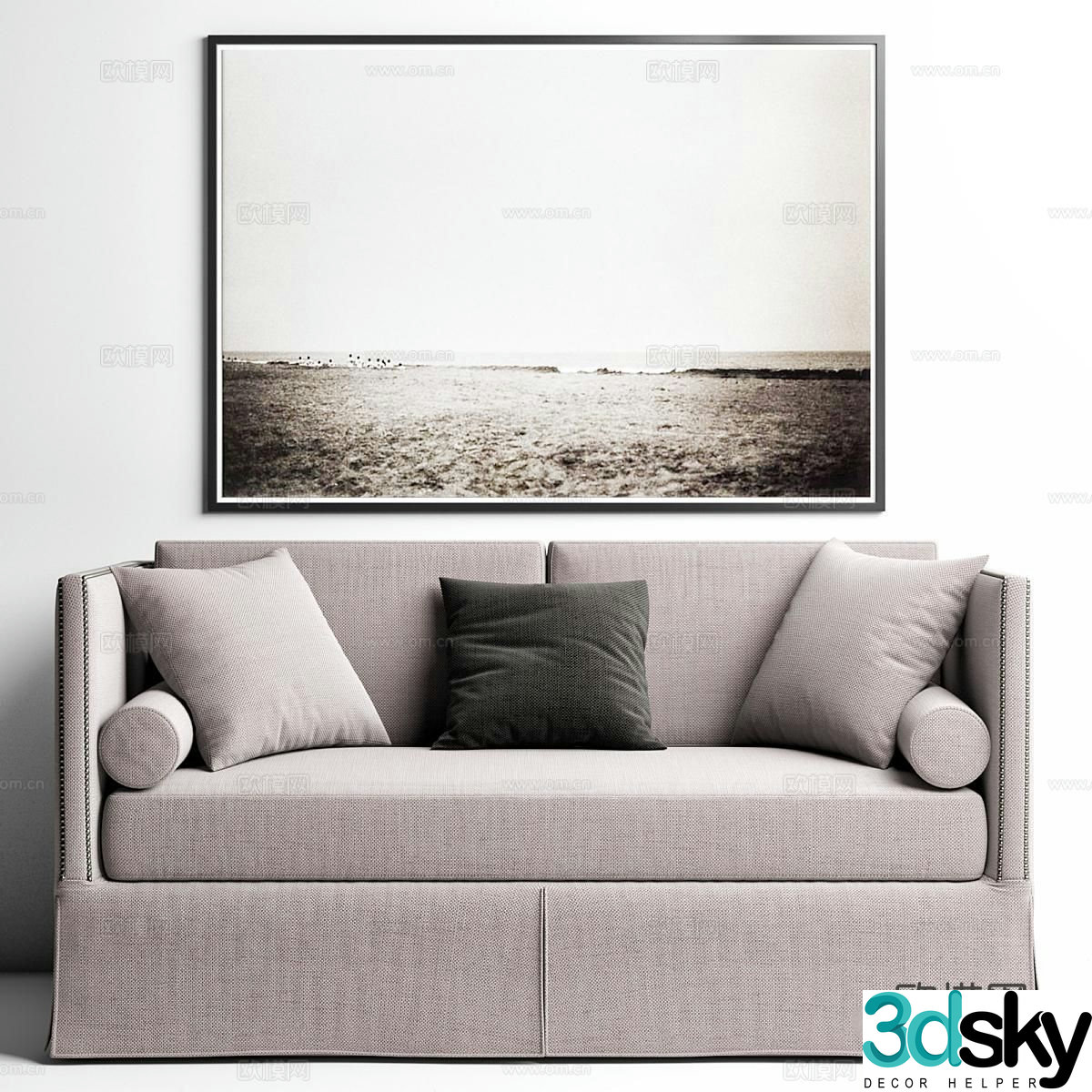 RH double sofa upholstered sofa 3d model