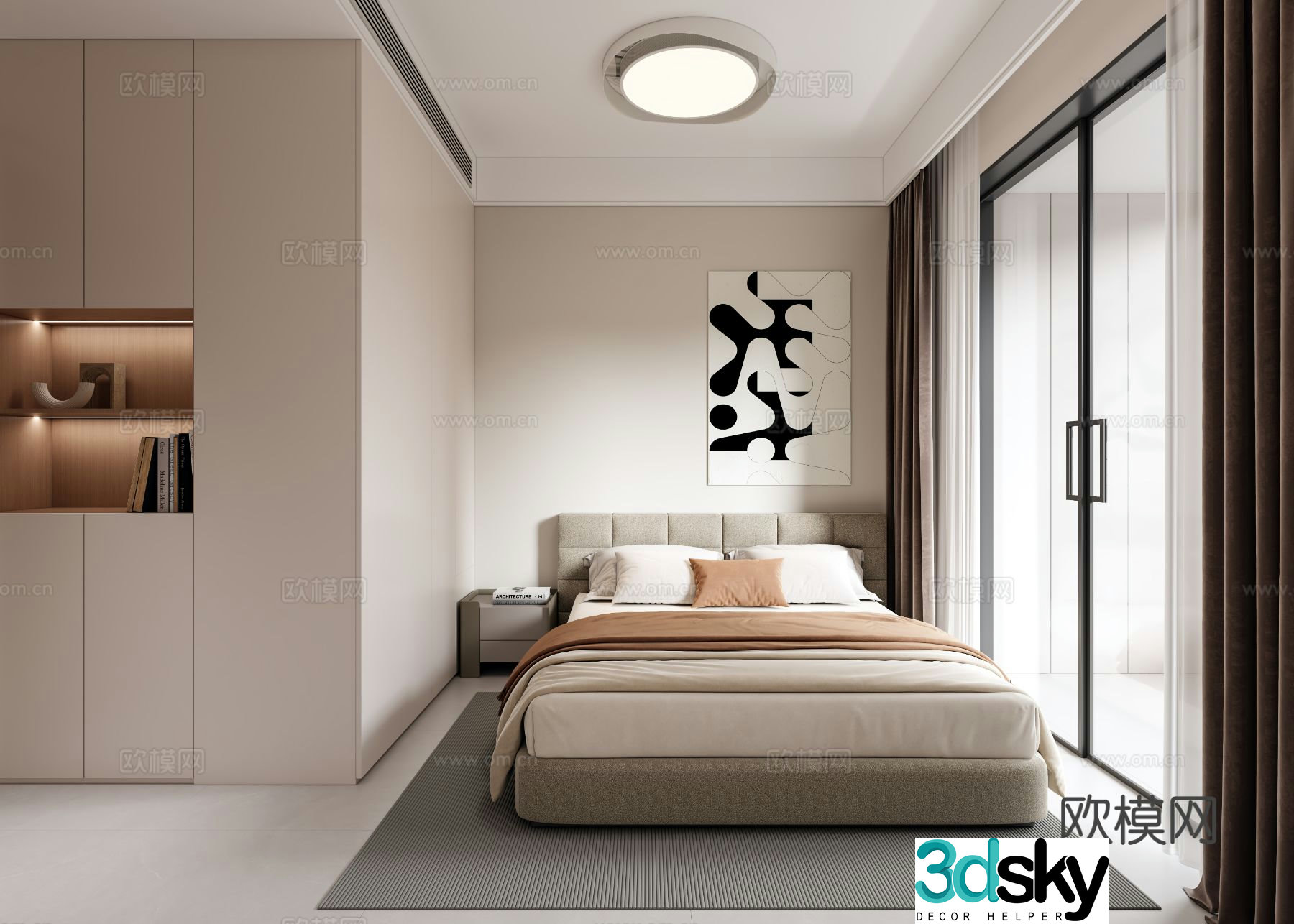 Modern bedroom second bedroom 3d model