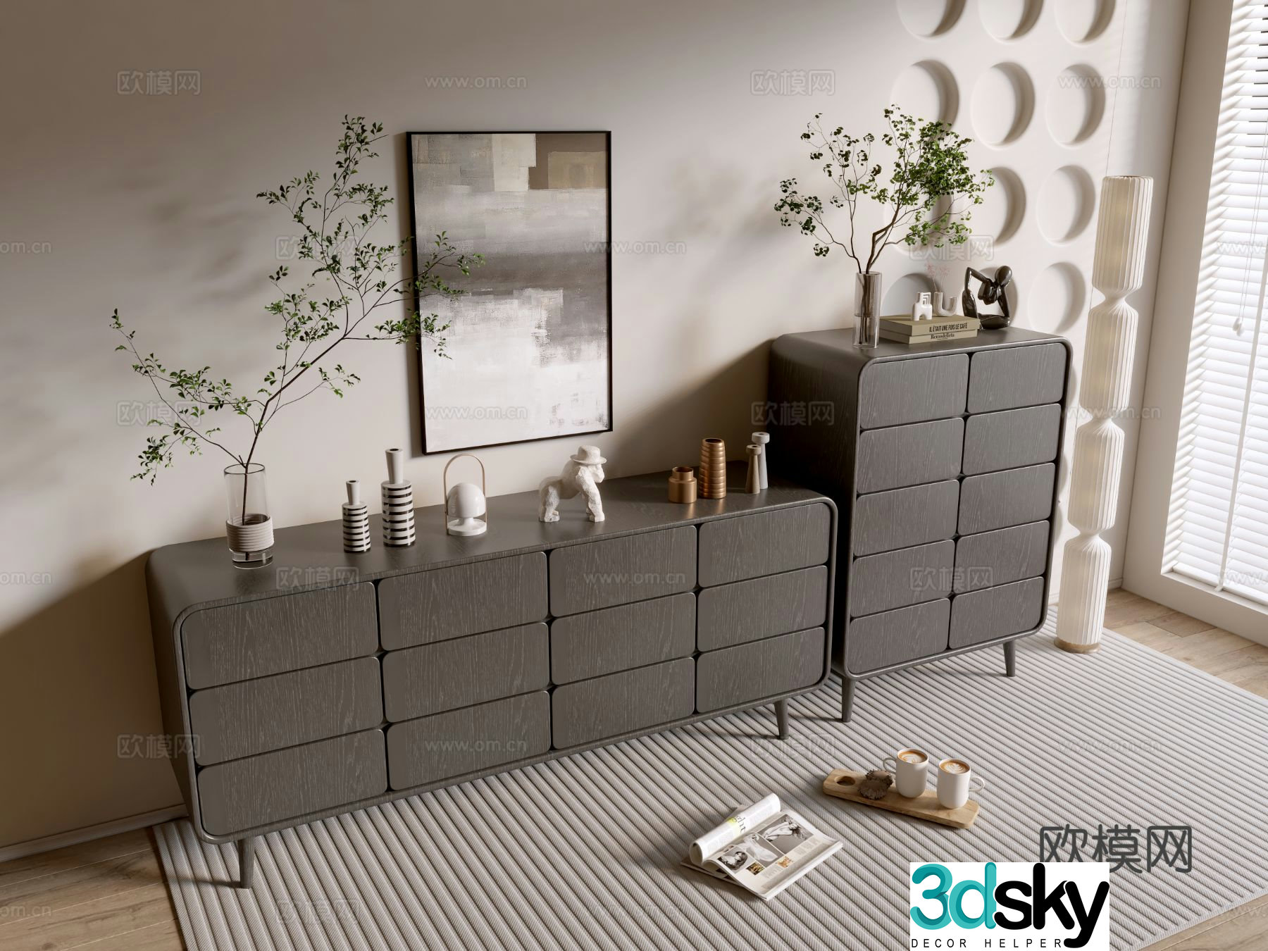 Modern entryway cabinet side cabinet 3d model