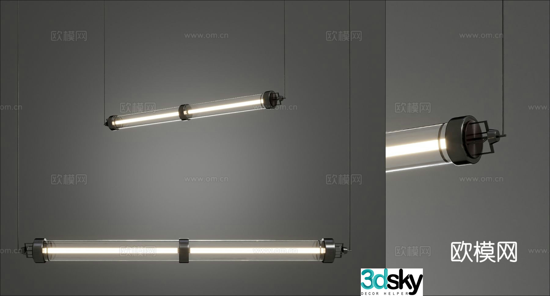 Modern glass long chandelier dining room chandelier 3d model