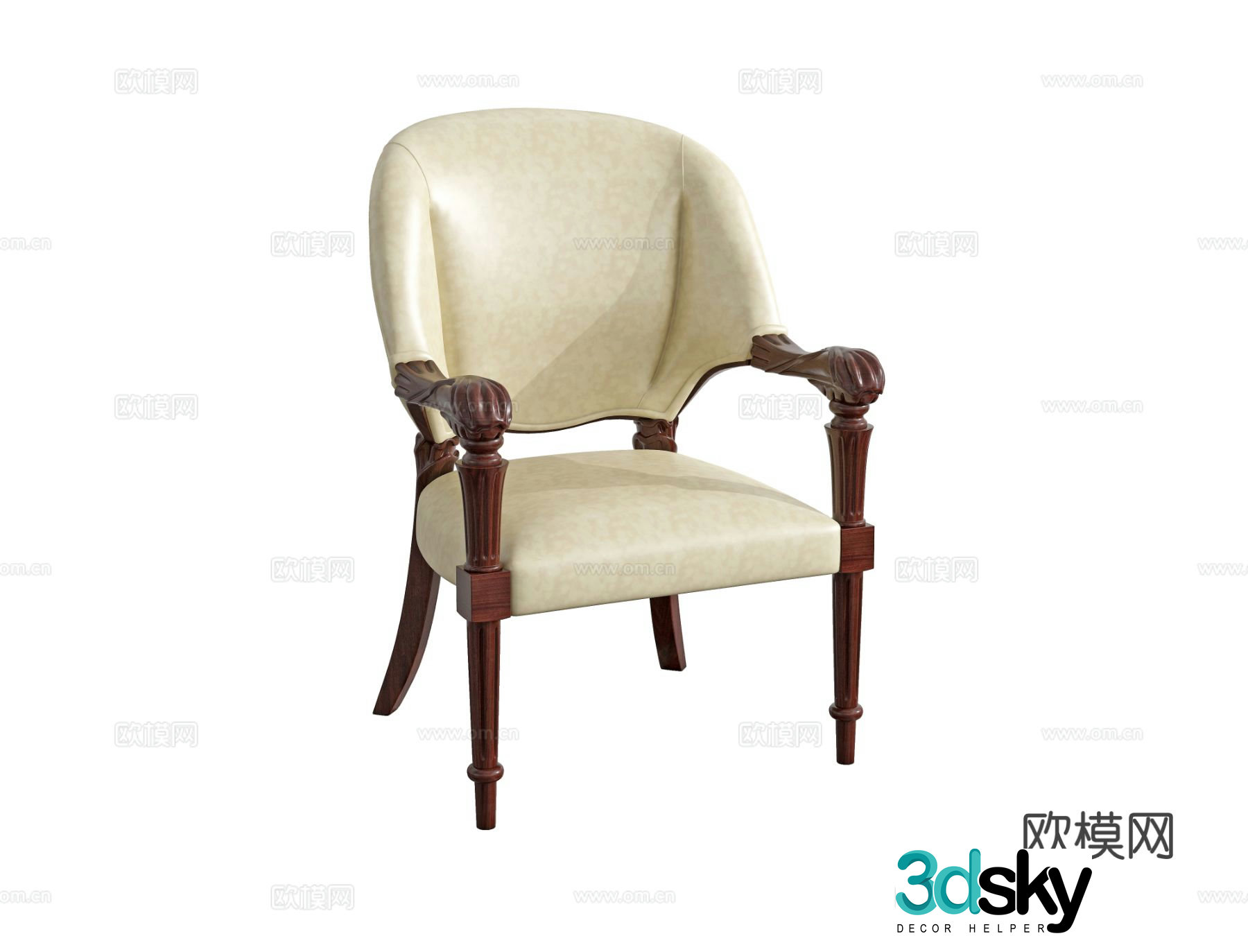 Simple European chair leisure chair 3d model