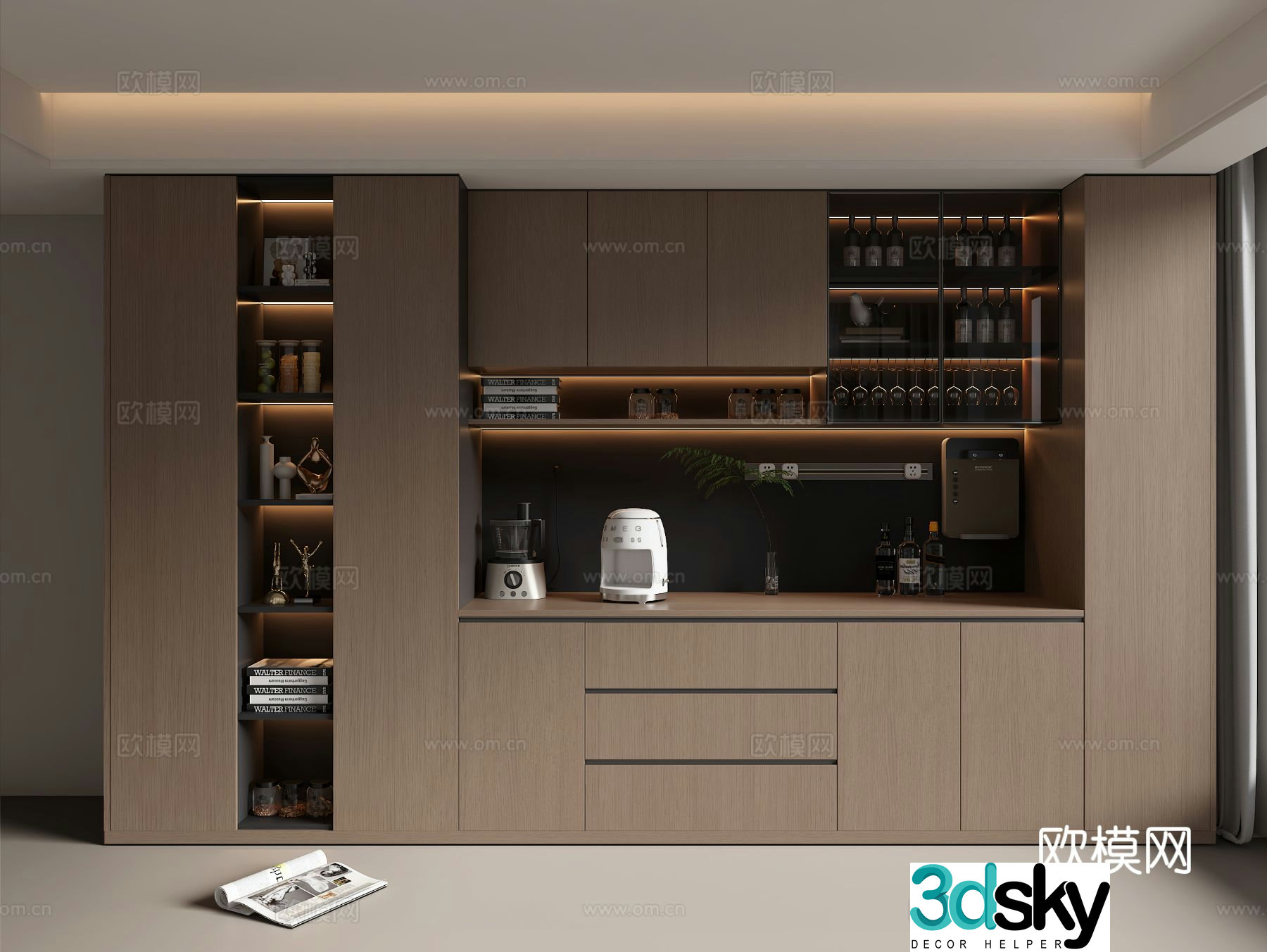 Modern wine cabinet sideboard 3d model