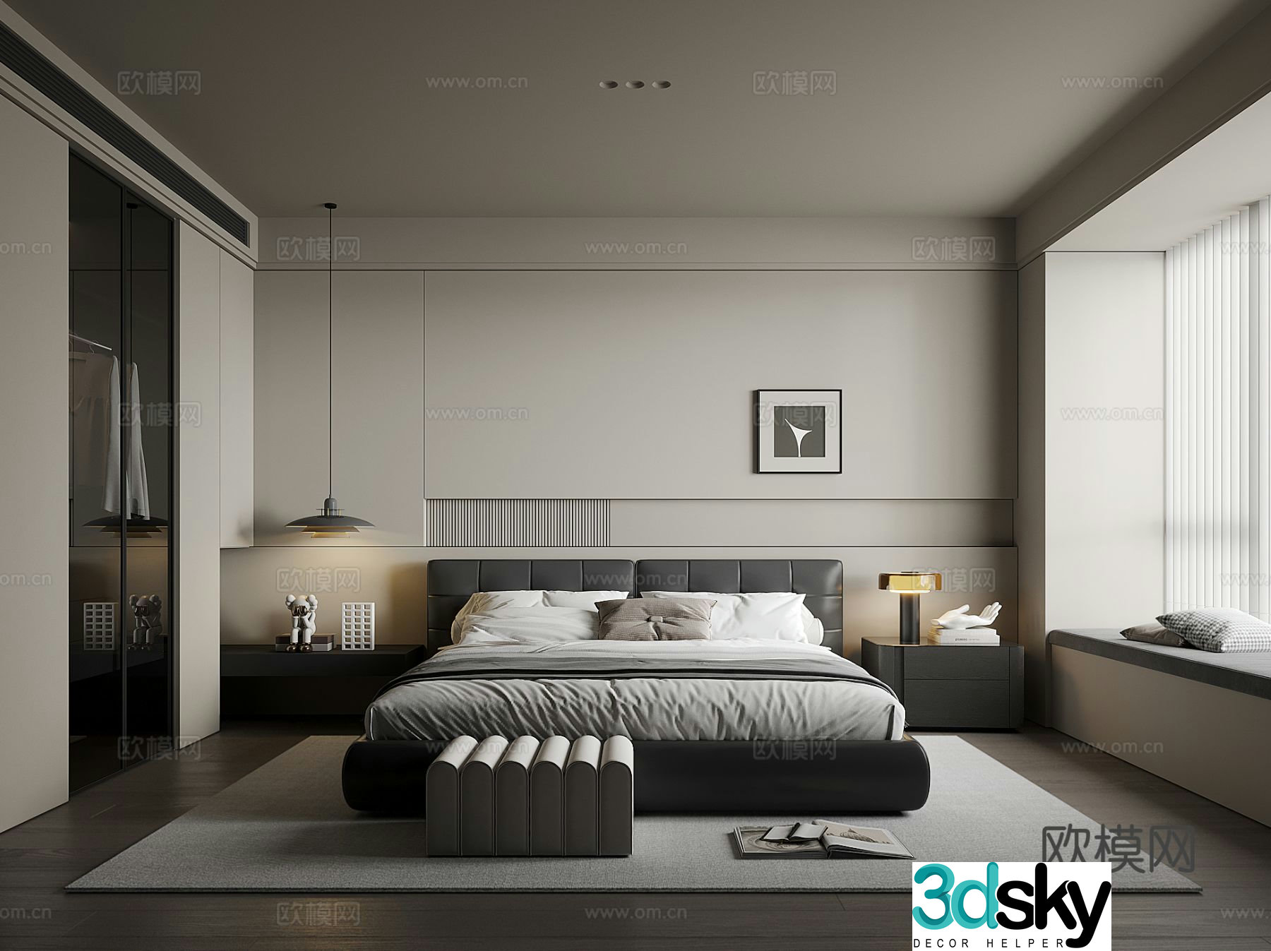 Modern bedroom master bedroom 3d model