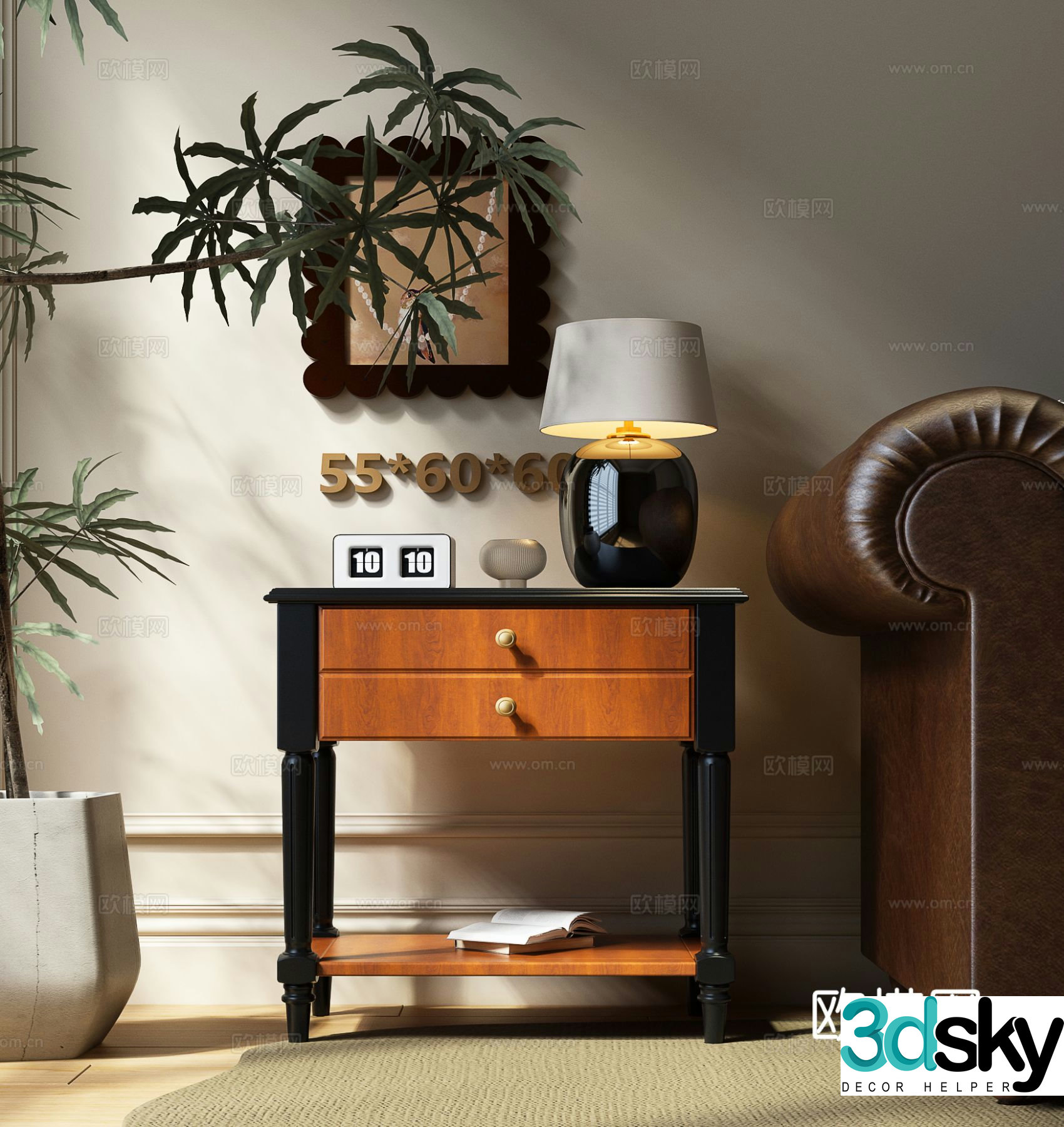 French bedside table 3d model