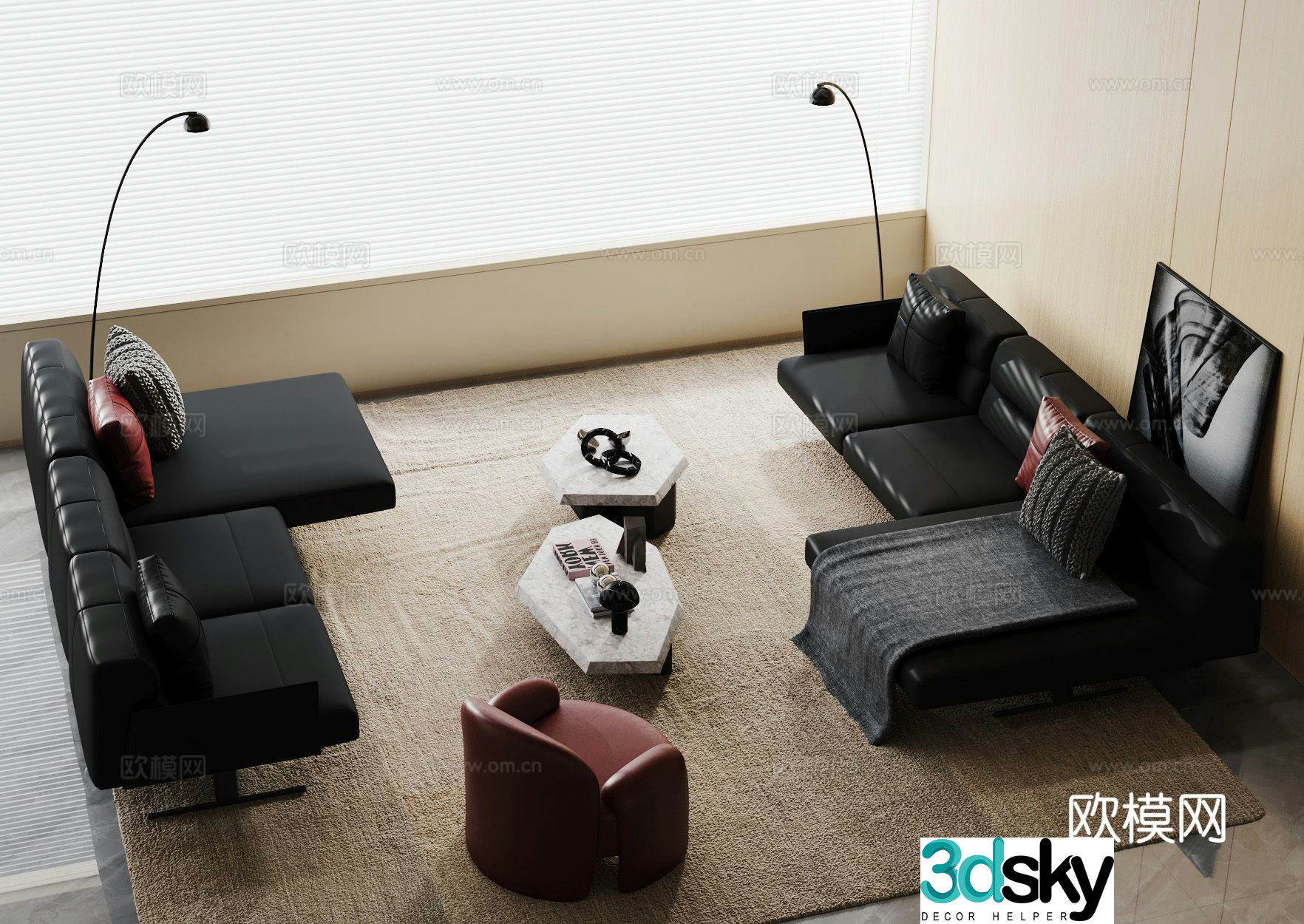 Modern sectional sofa 3d model