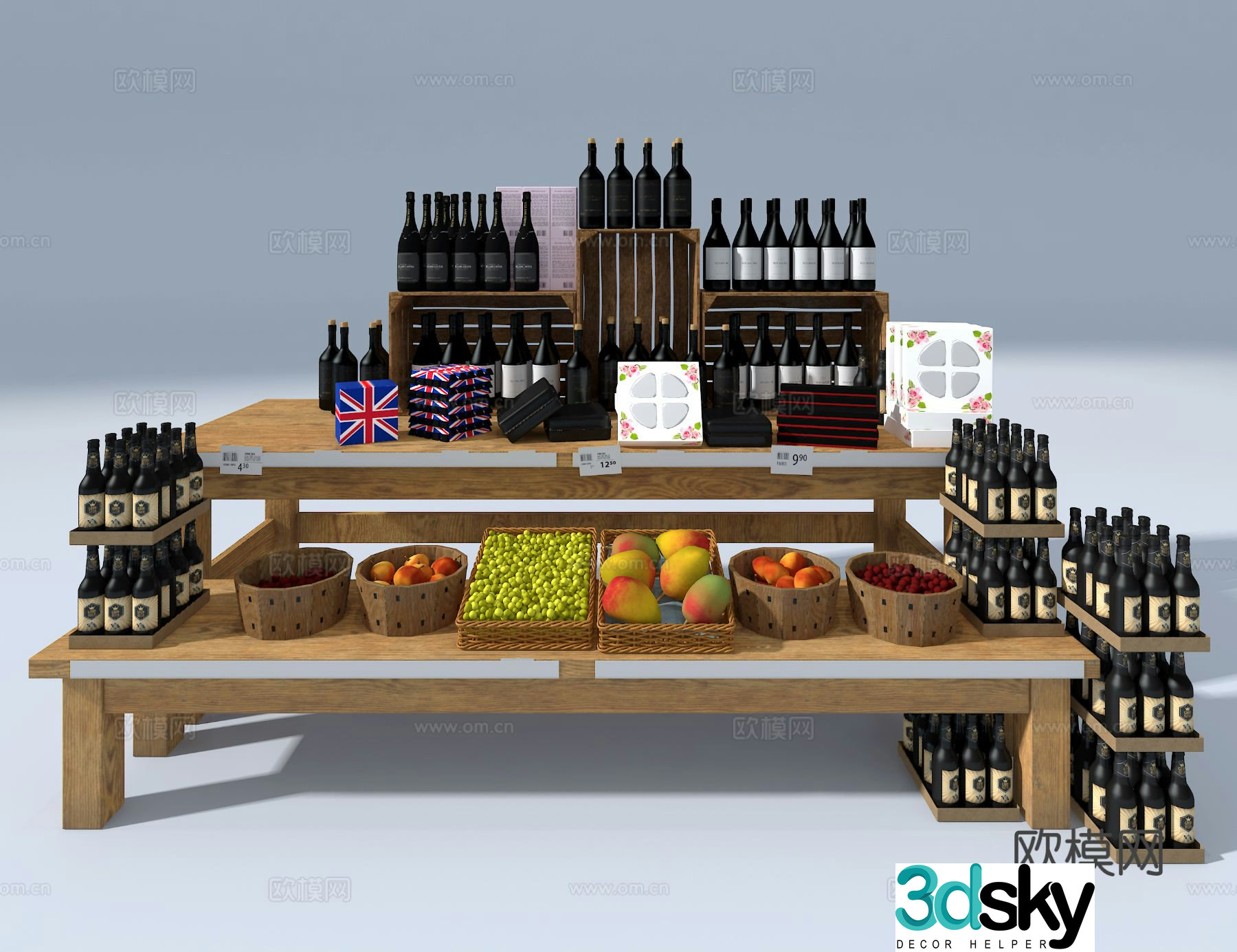 Supermarket shelves 3d model