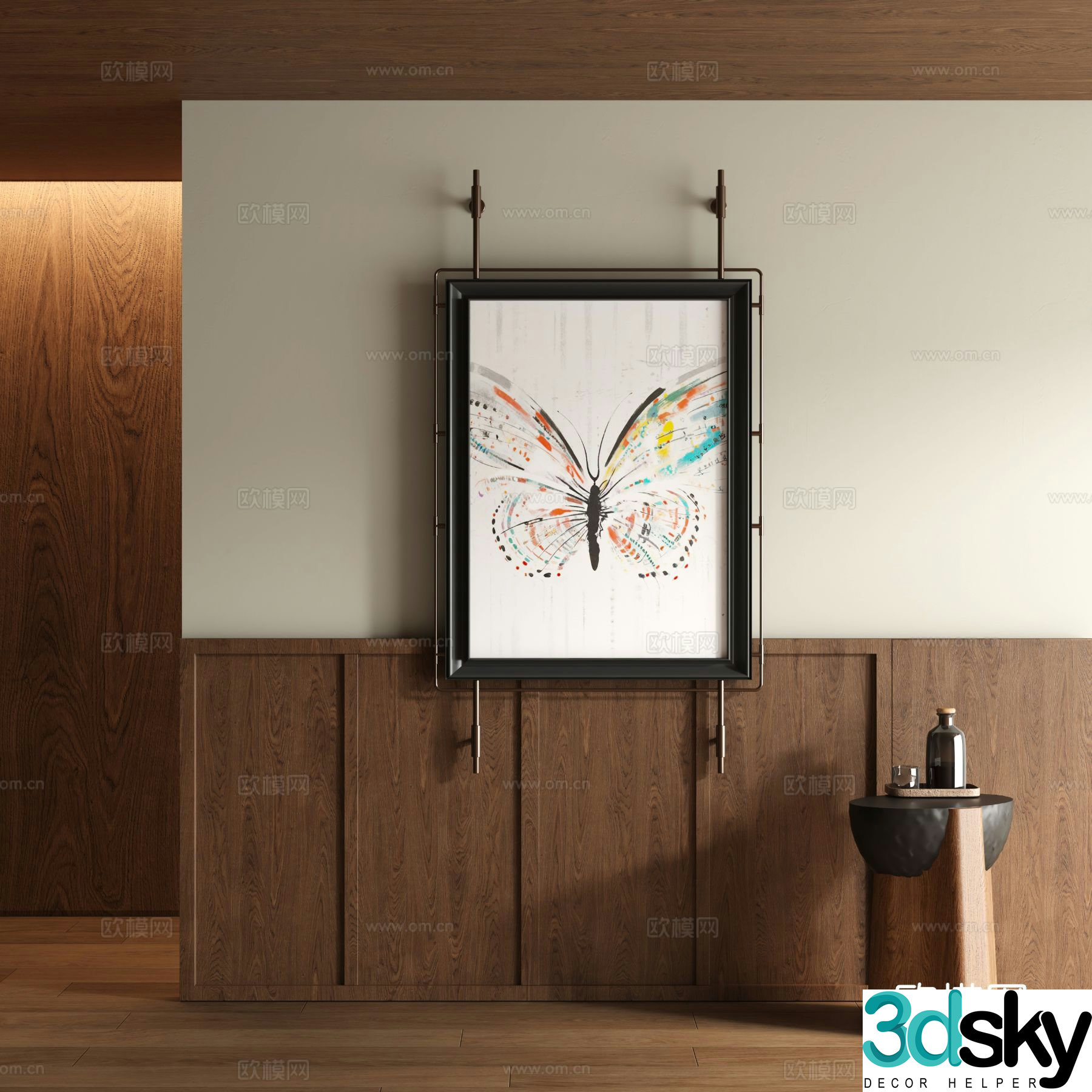 New Chinese style butterfly painting decorative painting 3d model