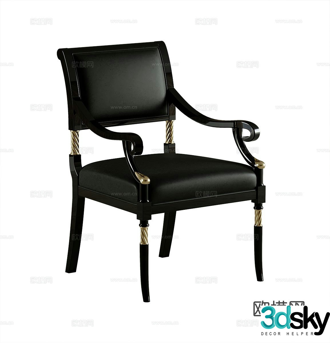 American chair single chair armchair 3d model