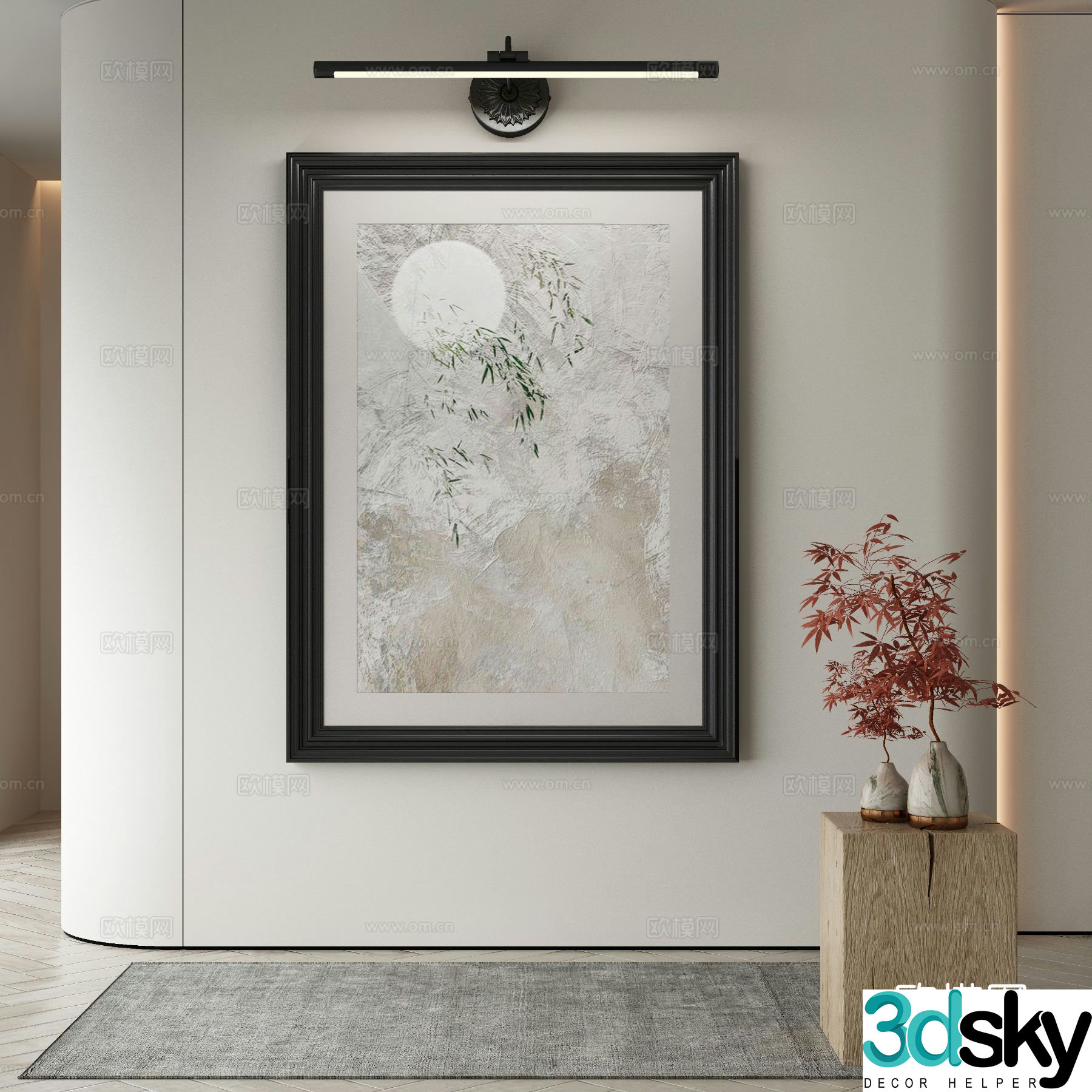 New Chinese style art painting decorative painting 3d model