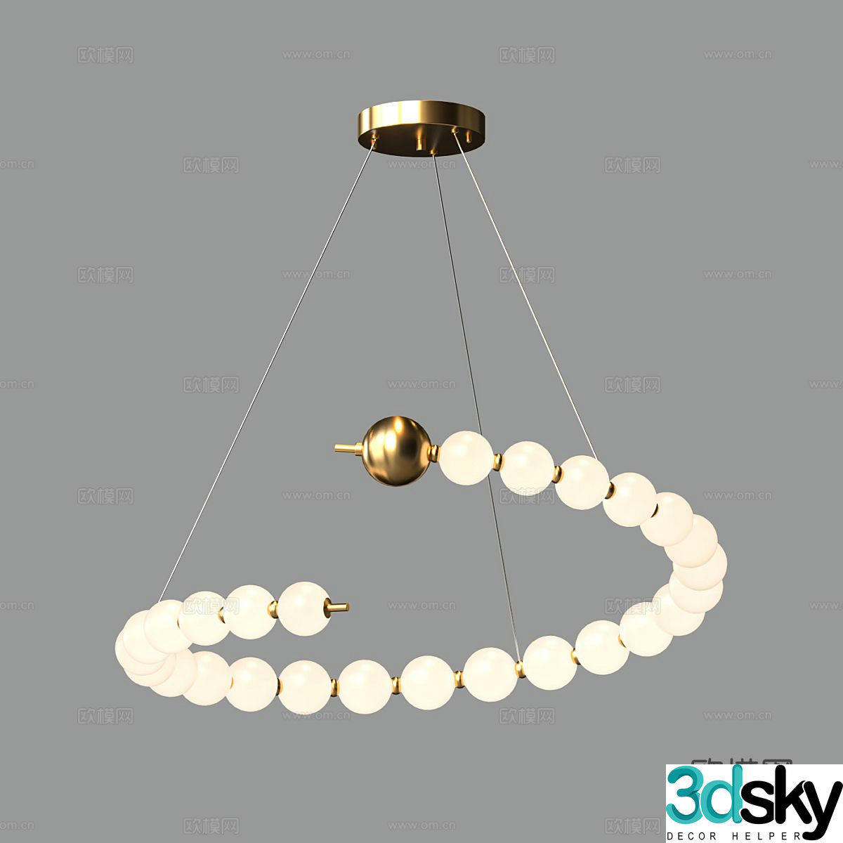 Light luxury chandelier beaded chandelier 3d model