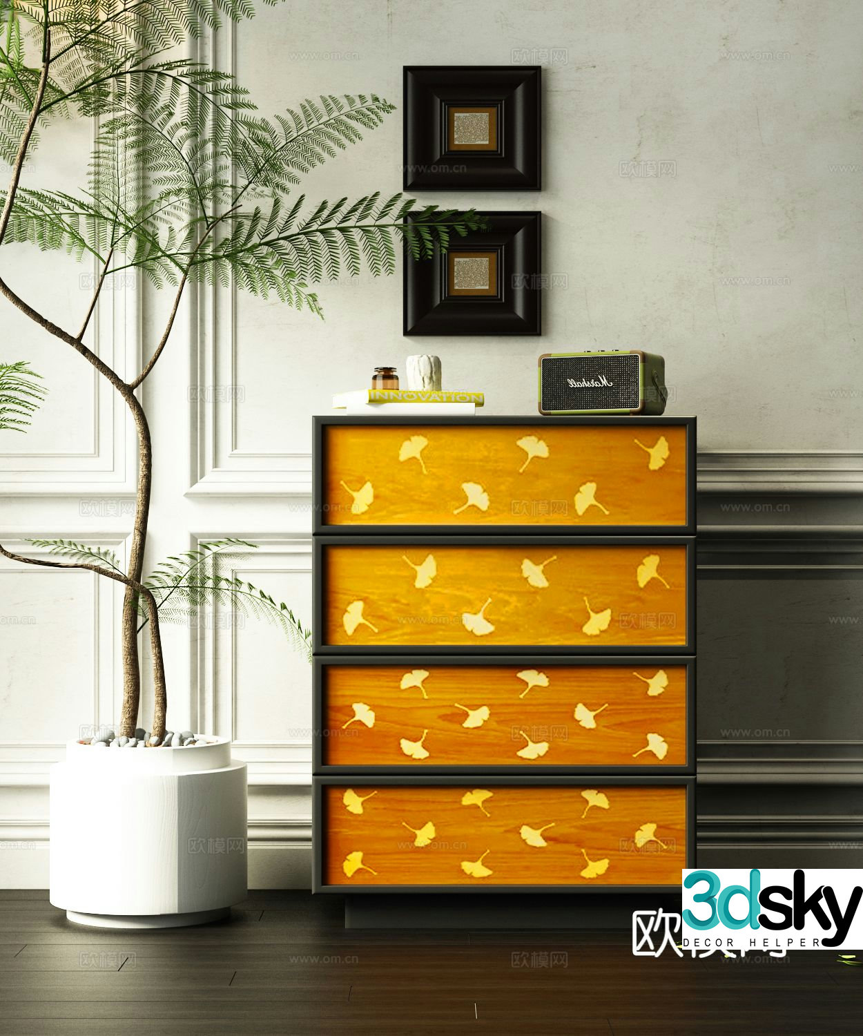 Medieval style chest of drawers 3D model