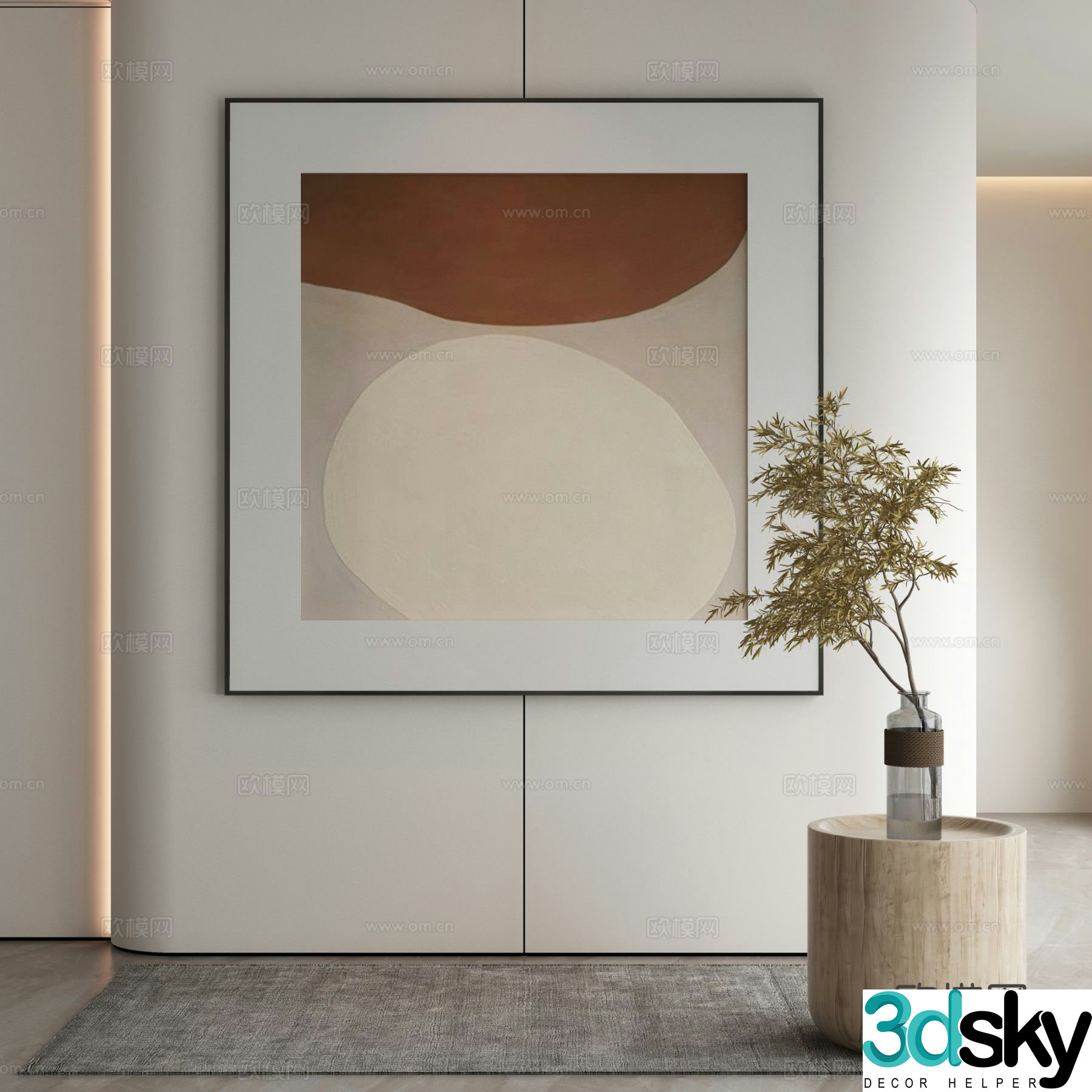 Modern texture painting decorative painting 3d model