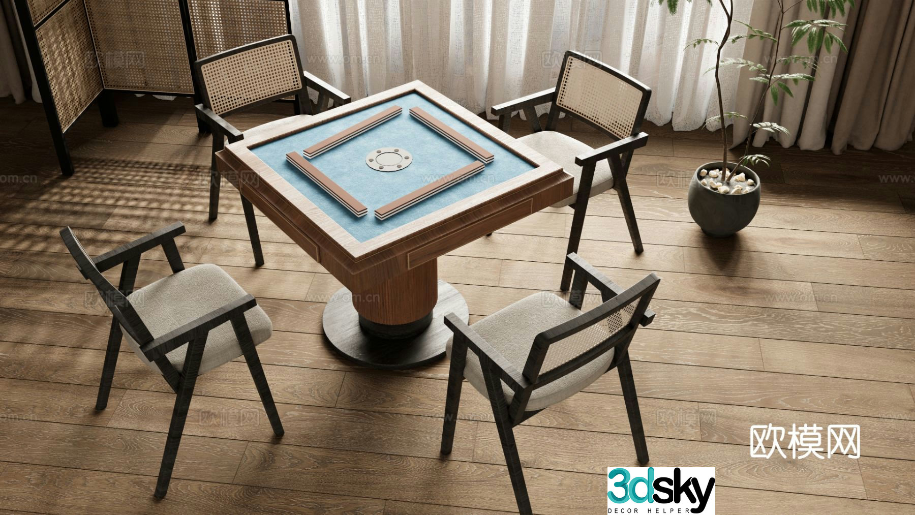 Wabi-sabi mahjong table 3d model