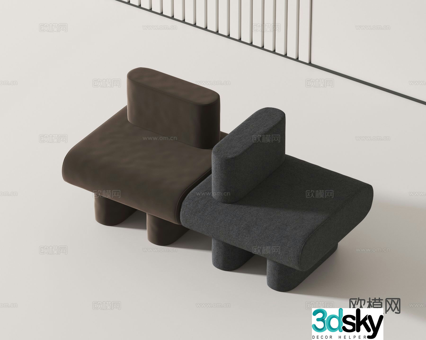 Modern double sofa module sofa 3d model