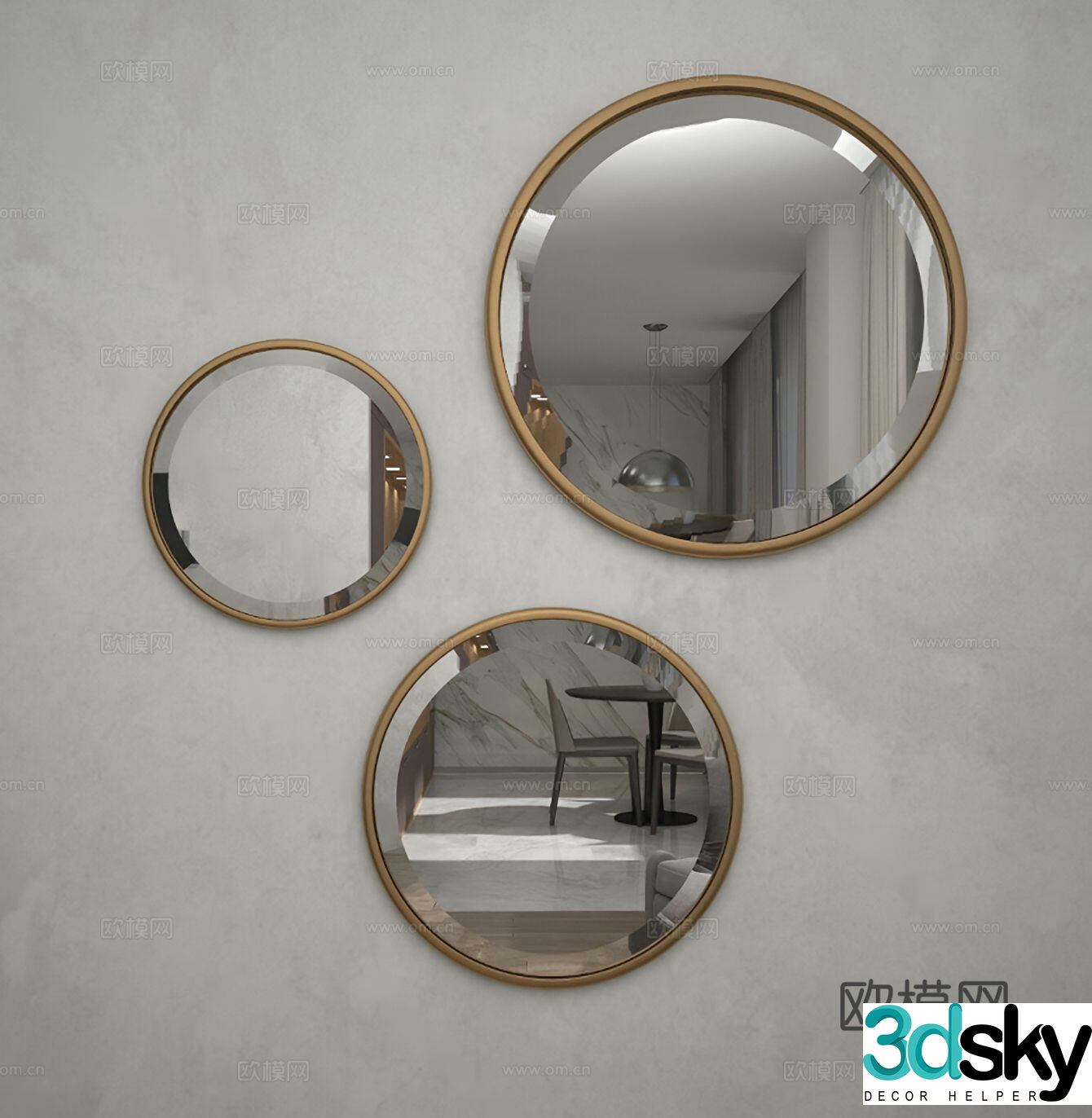 Modern mirror decorative mirror 3d model