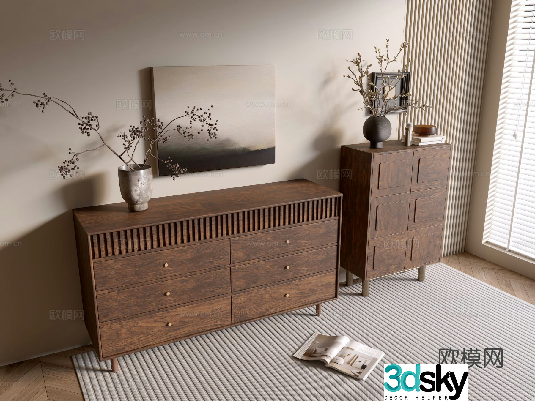 Medieval style chest of drawers 3D model