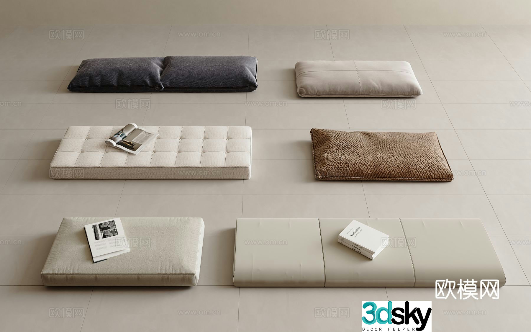 Tatami mat seat cushion bay window mat 3d model