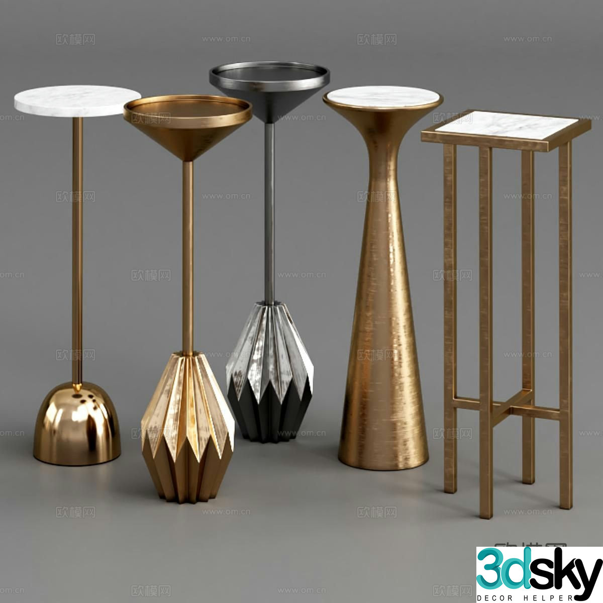 West elm round table side table angle table 3d model