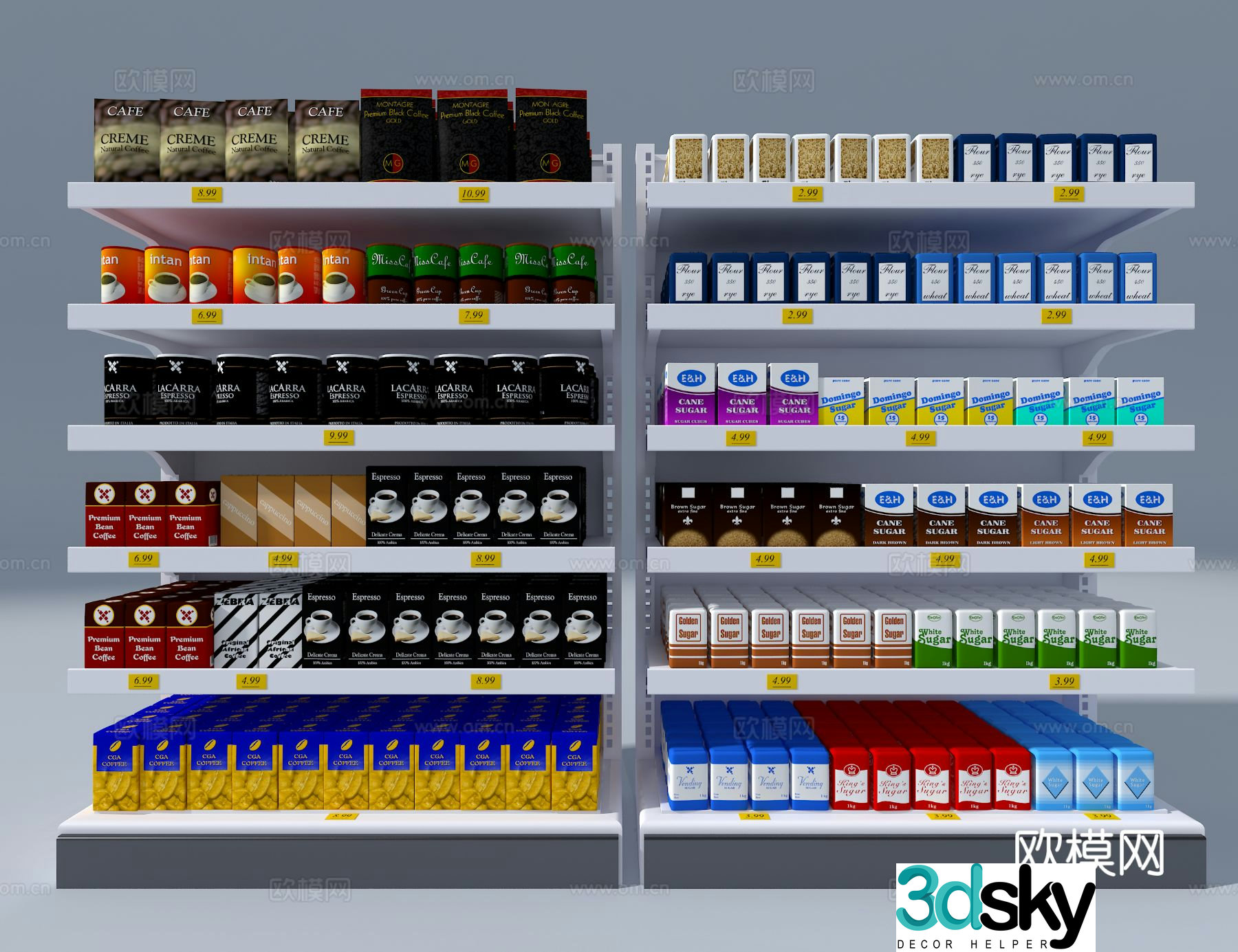 Supermarket shelves snack shelves 3d model