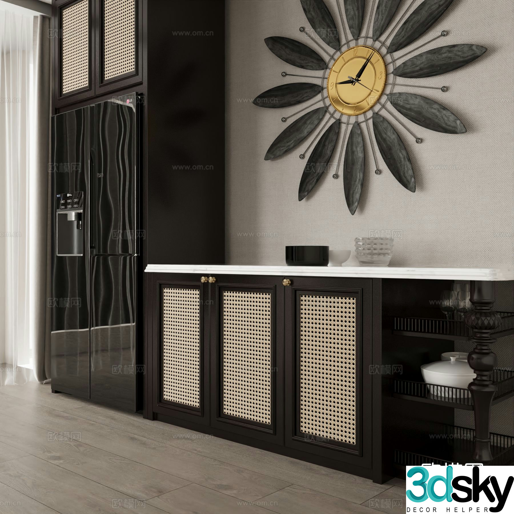 Medieval style wine cabinet and sideboard 3D model