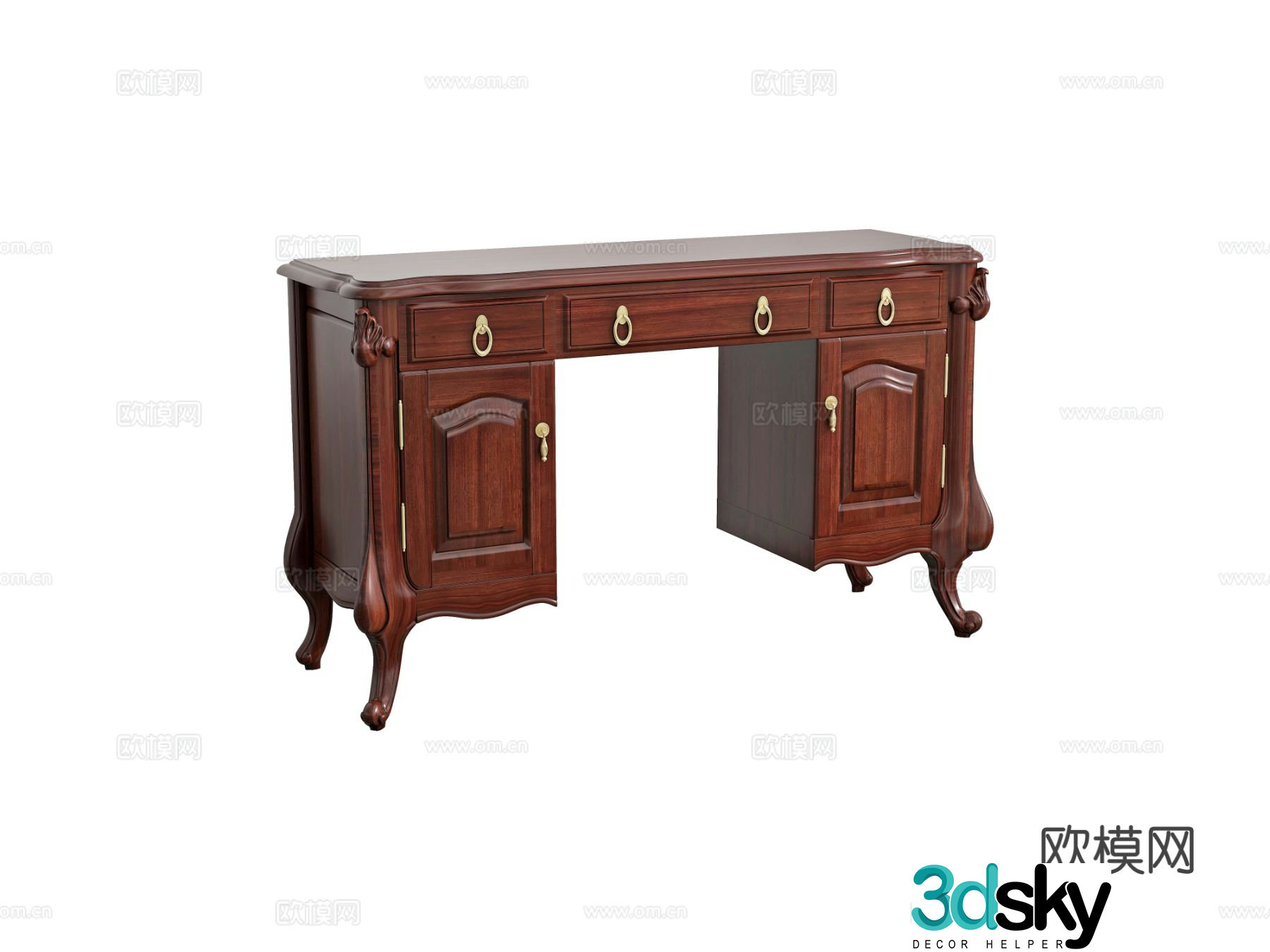 European style desk writing desk 3d model