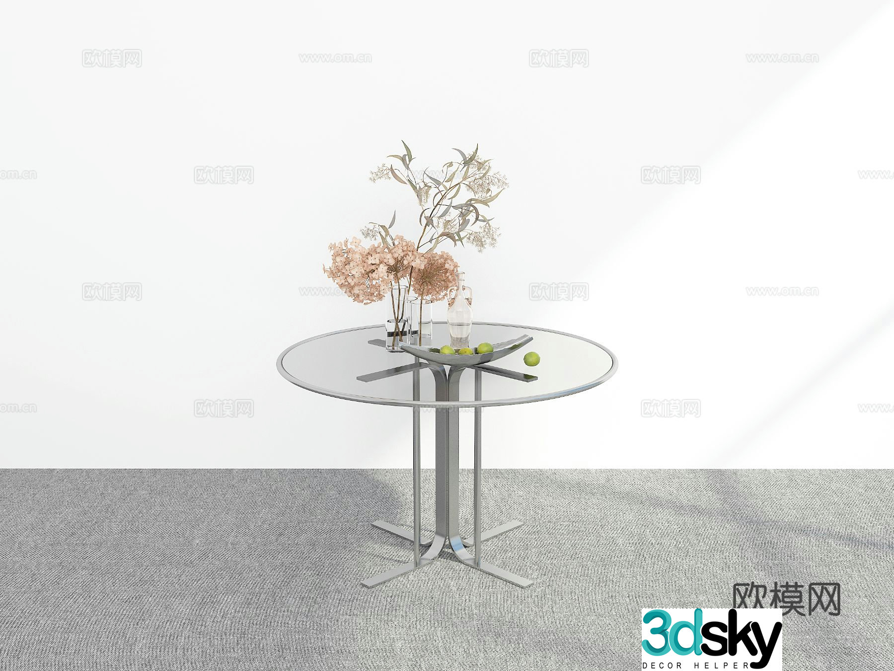 Modern dining table round table 3d model