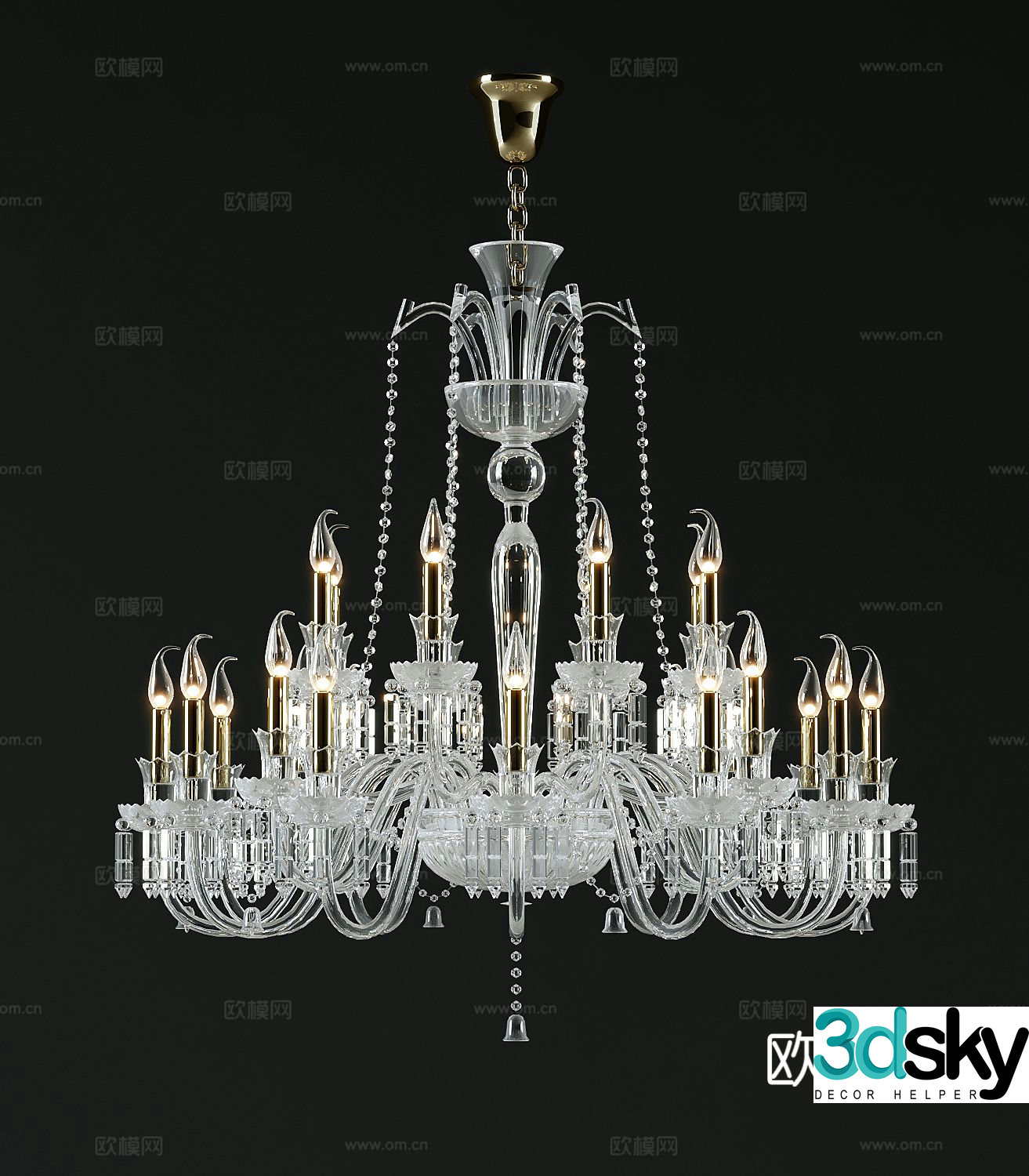 European crystal chandelier 3d model
