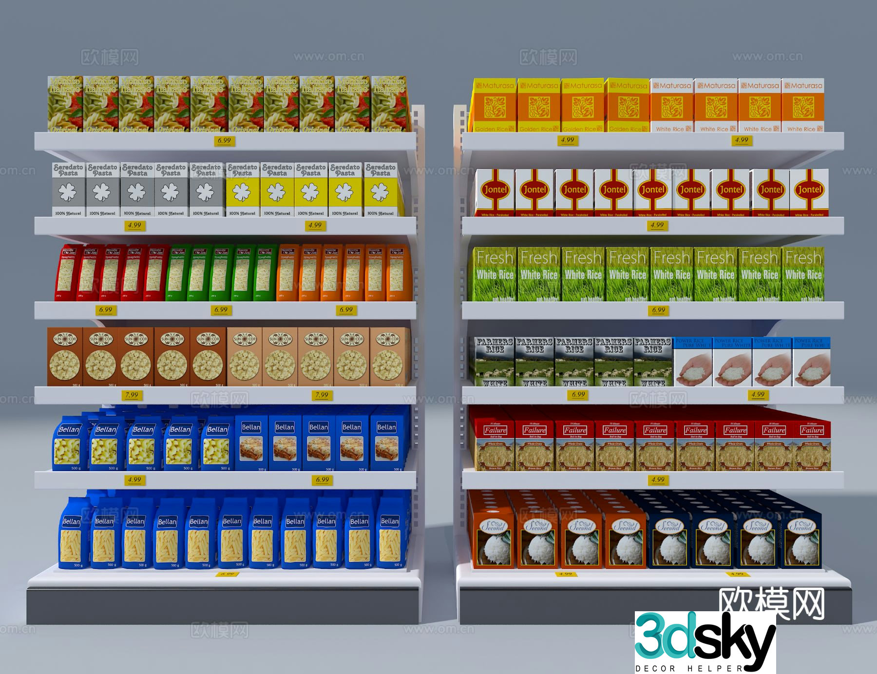 Supermarket shelves snack shelves 3d model