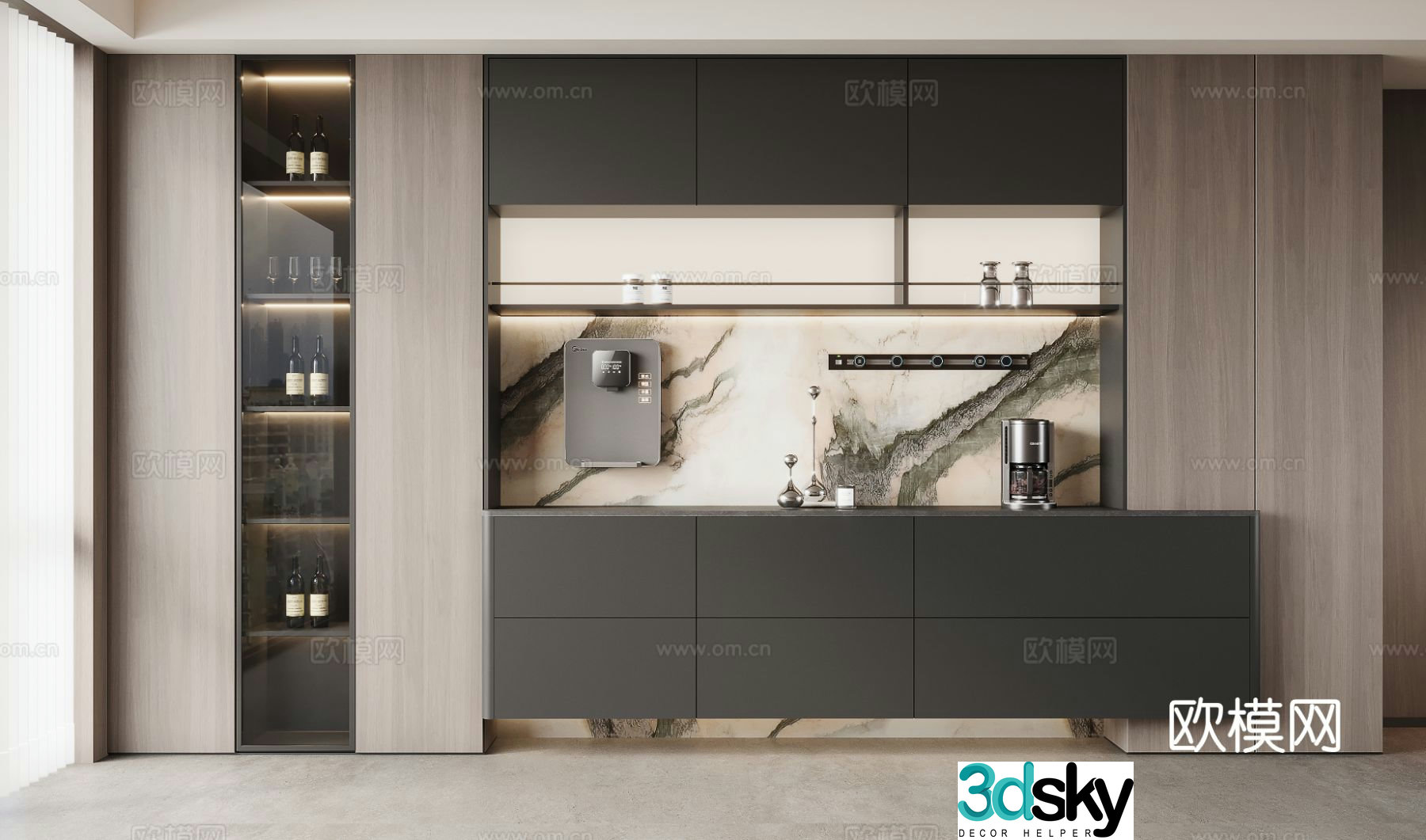 Italian wine cabinet sideboard 3d model