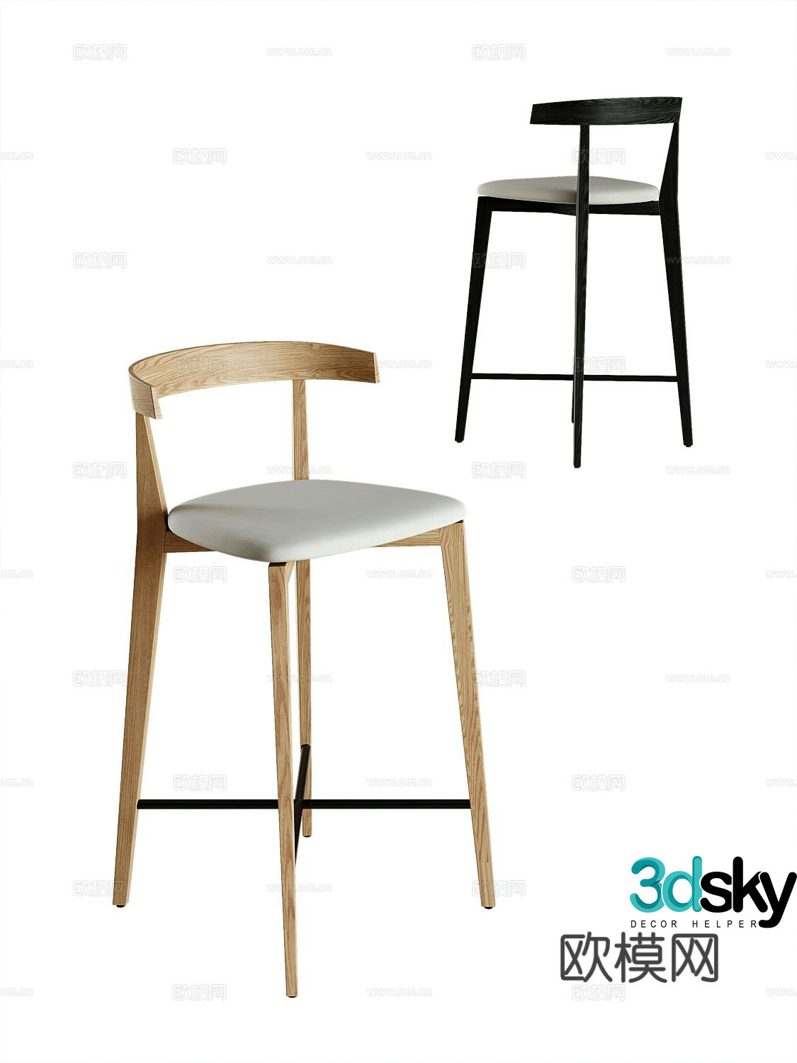 Modern bar stool bar stool high stool 3d model