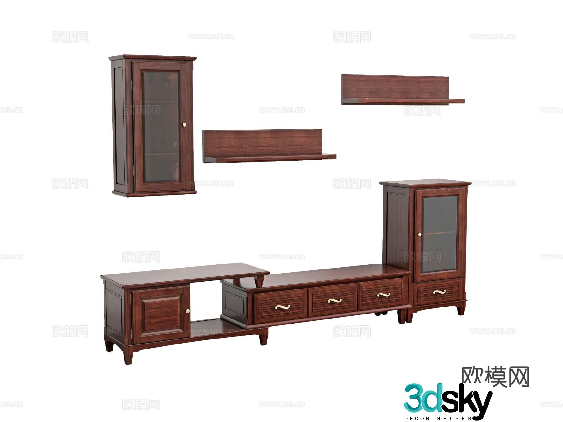 Simple European TV cabinet 3D model