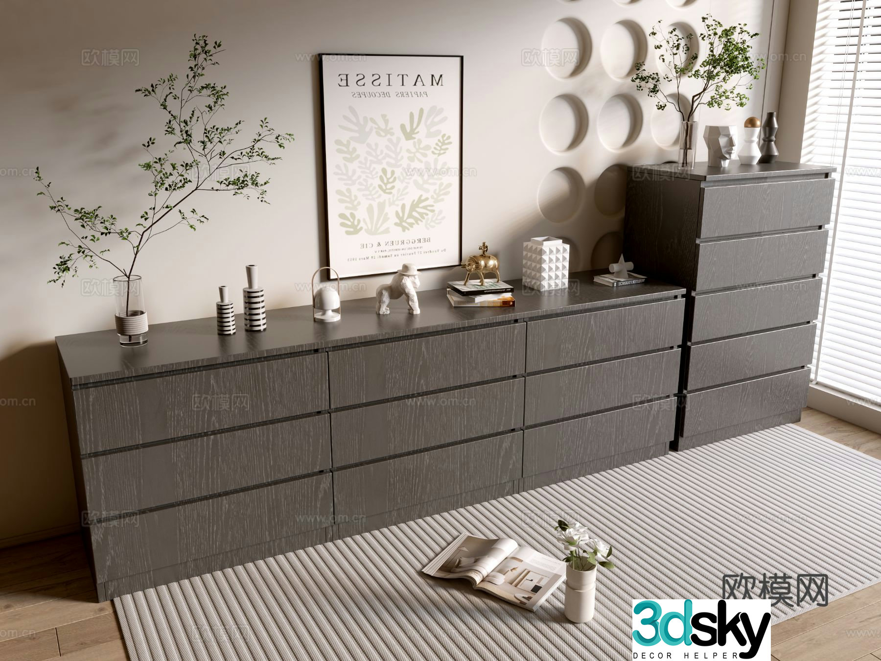 Modern chest of drawers side cabinet 3d model