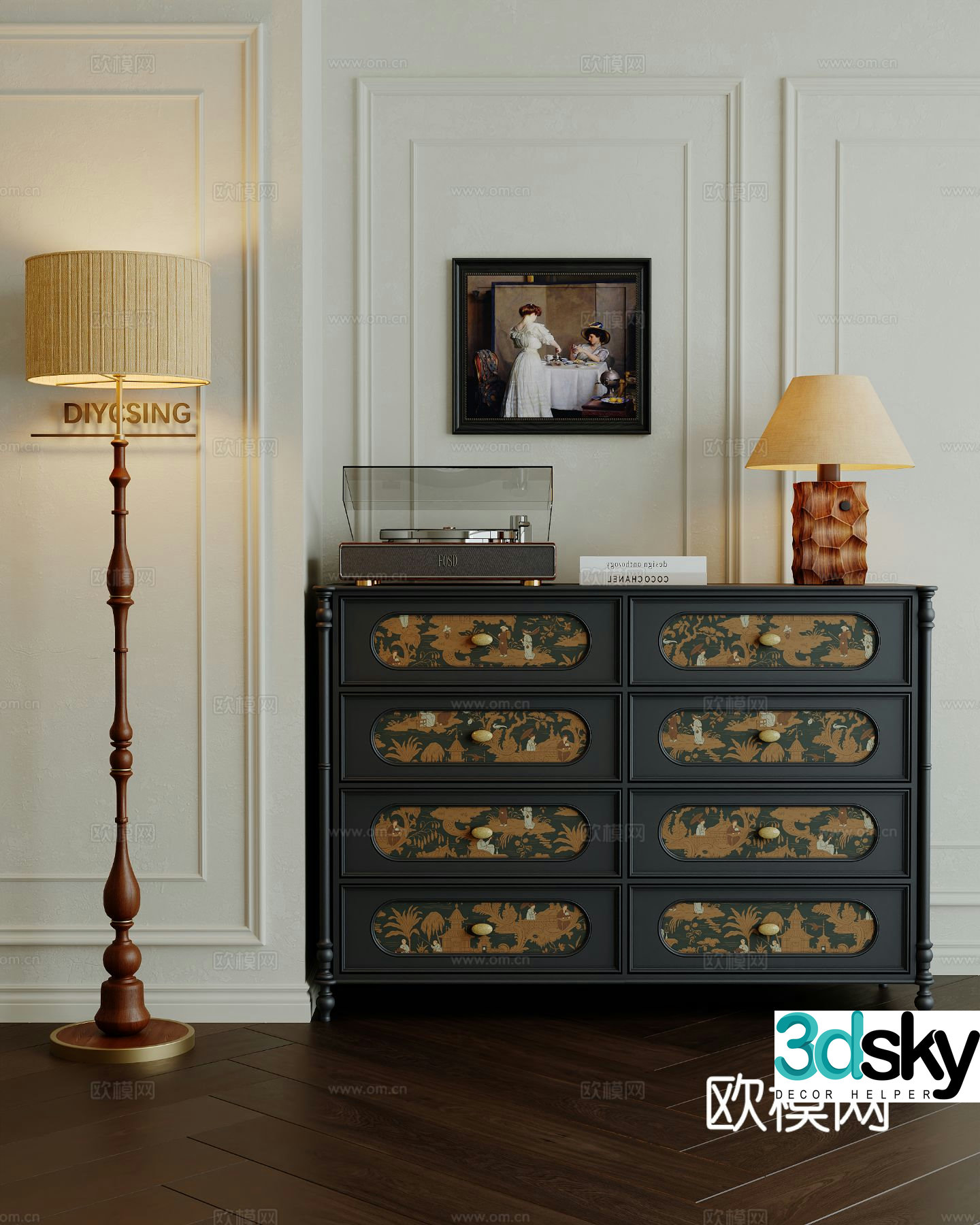 Medieval style chest of drawers 3D model