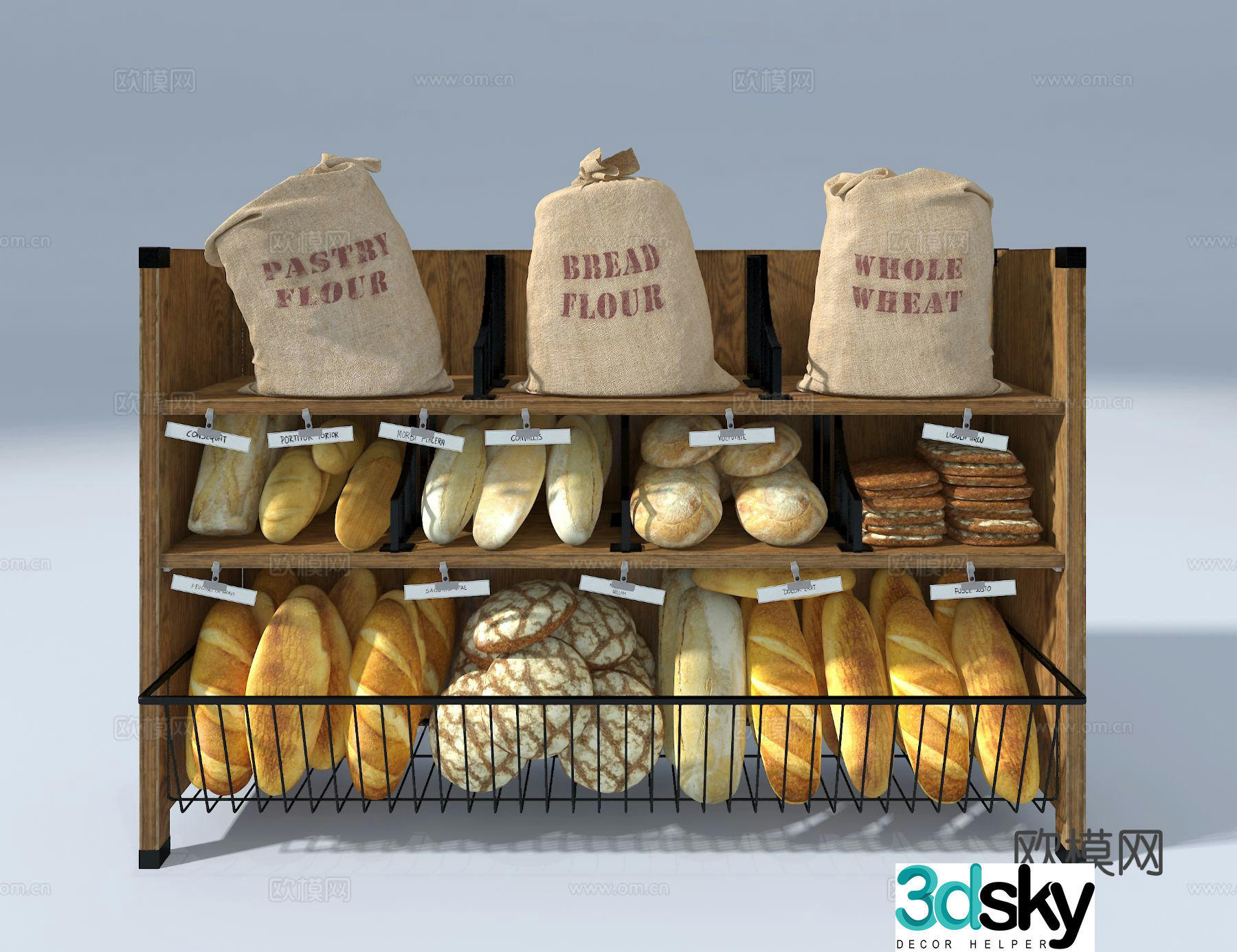 Bread rack dessert rack shelf 3d model
