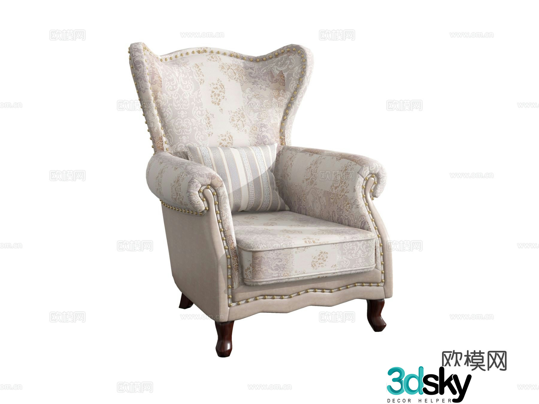 Simple European chair leisure chair 3d model