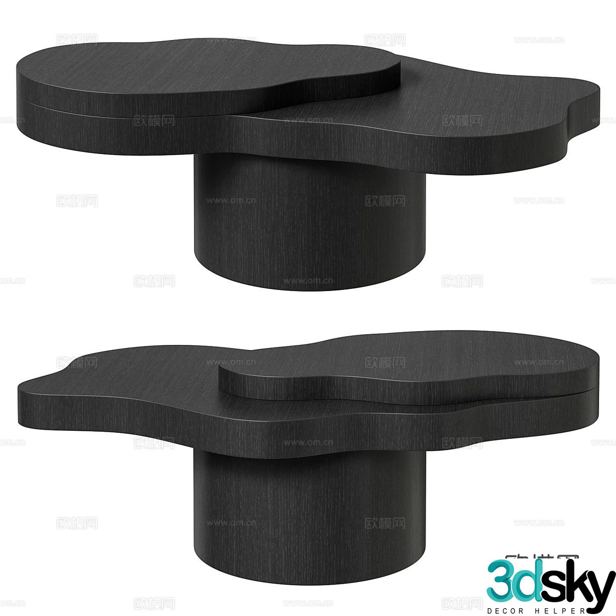 Special shaped coffee table solid wood coffee table 3d model
