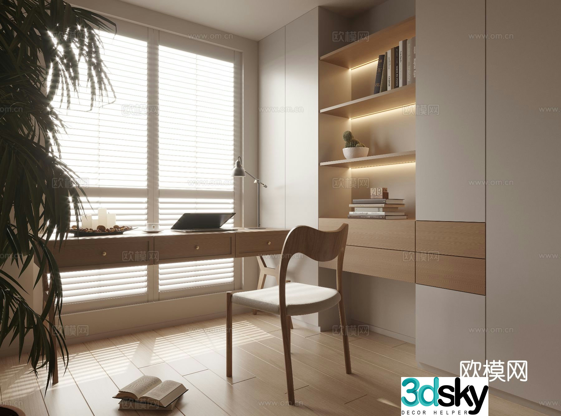 Log style desk writing desk 3d model