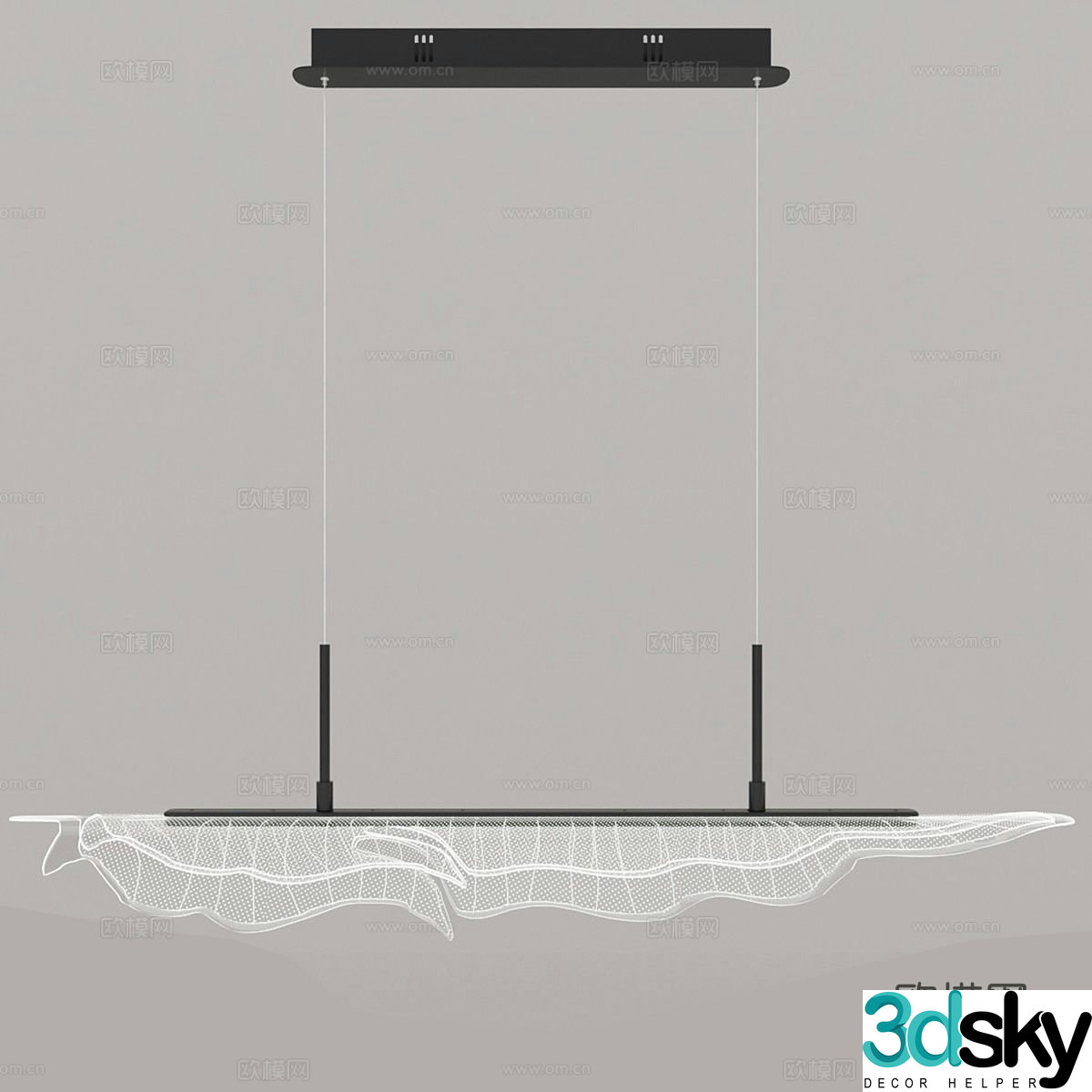 New Chinese style chandelier glass chandelier 3d model