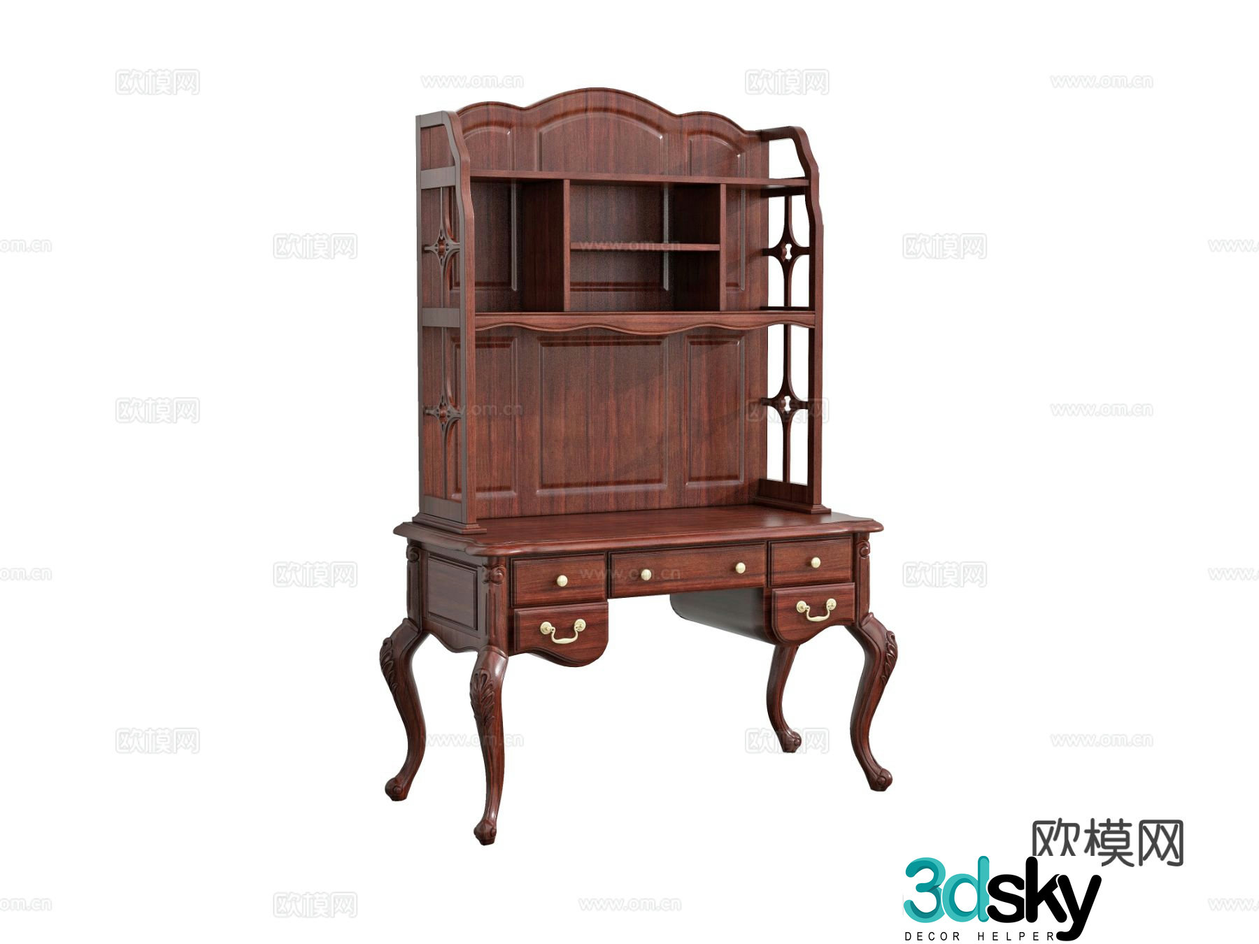 European style desk writing desk 3d model