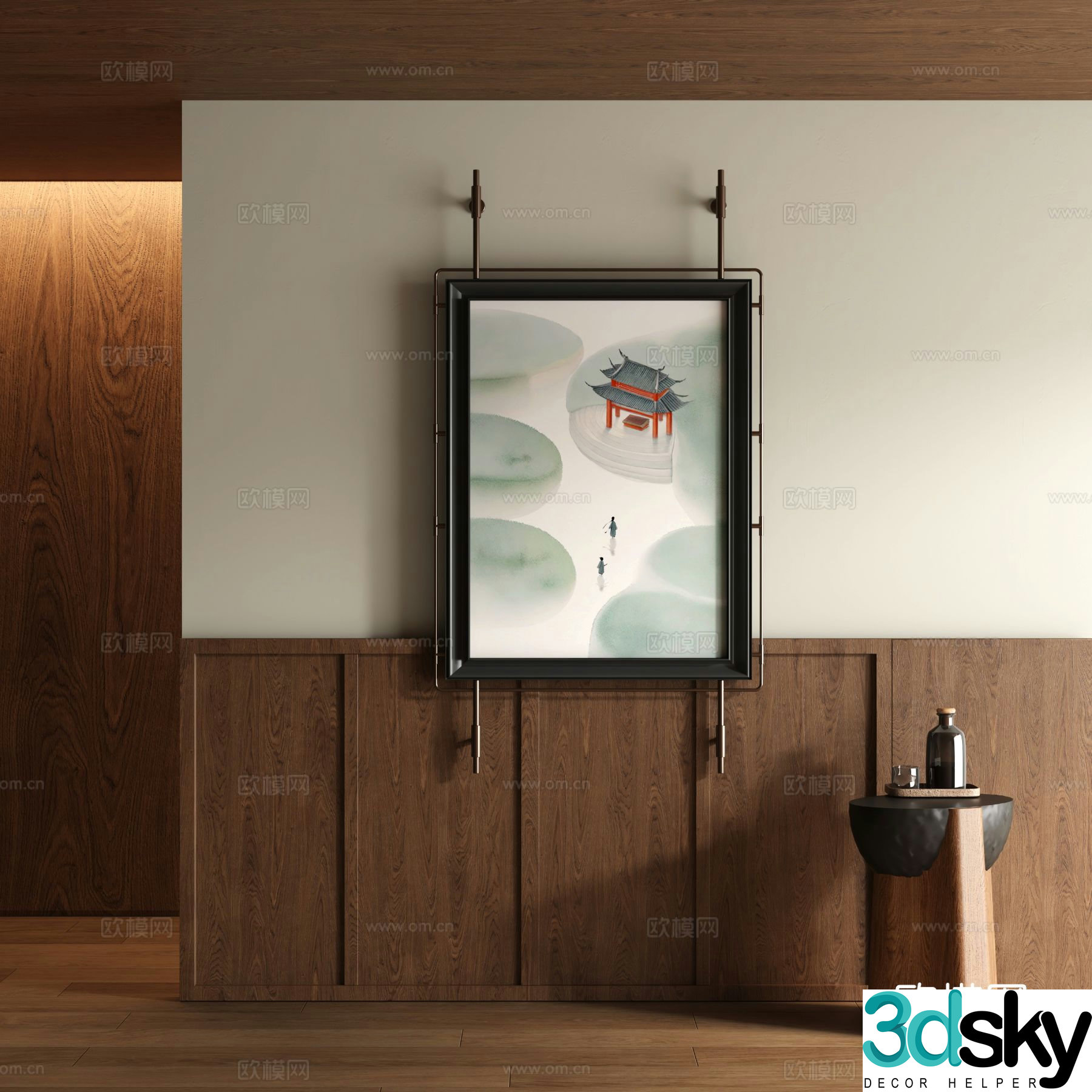 New Chinese style ink painting decorative painting 3D model