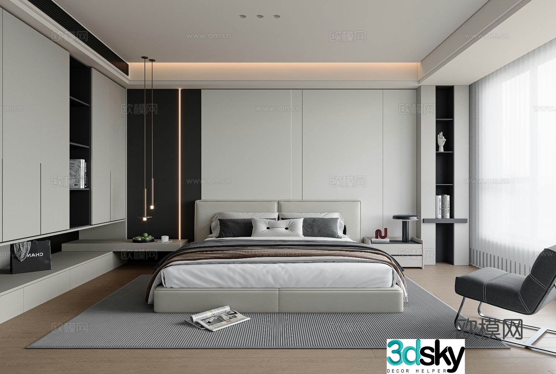 Modern bedroom master bedroom 3d model
