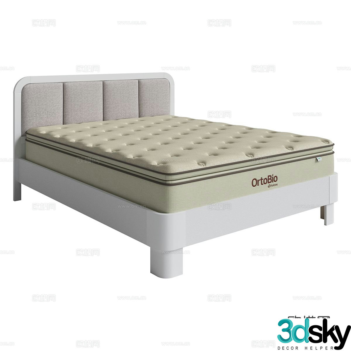 Nordic double bed 3d model