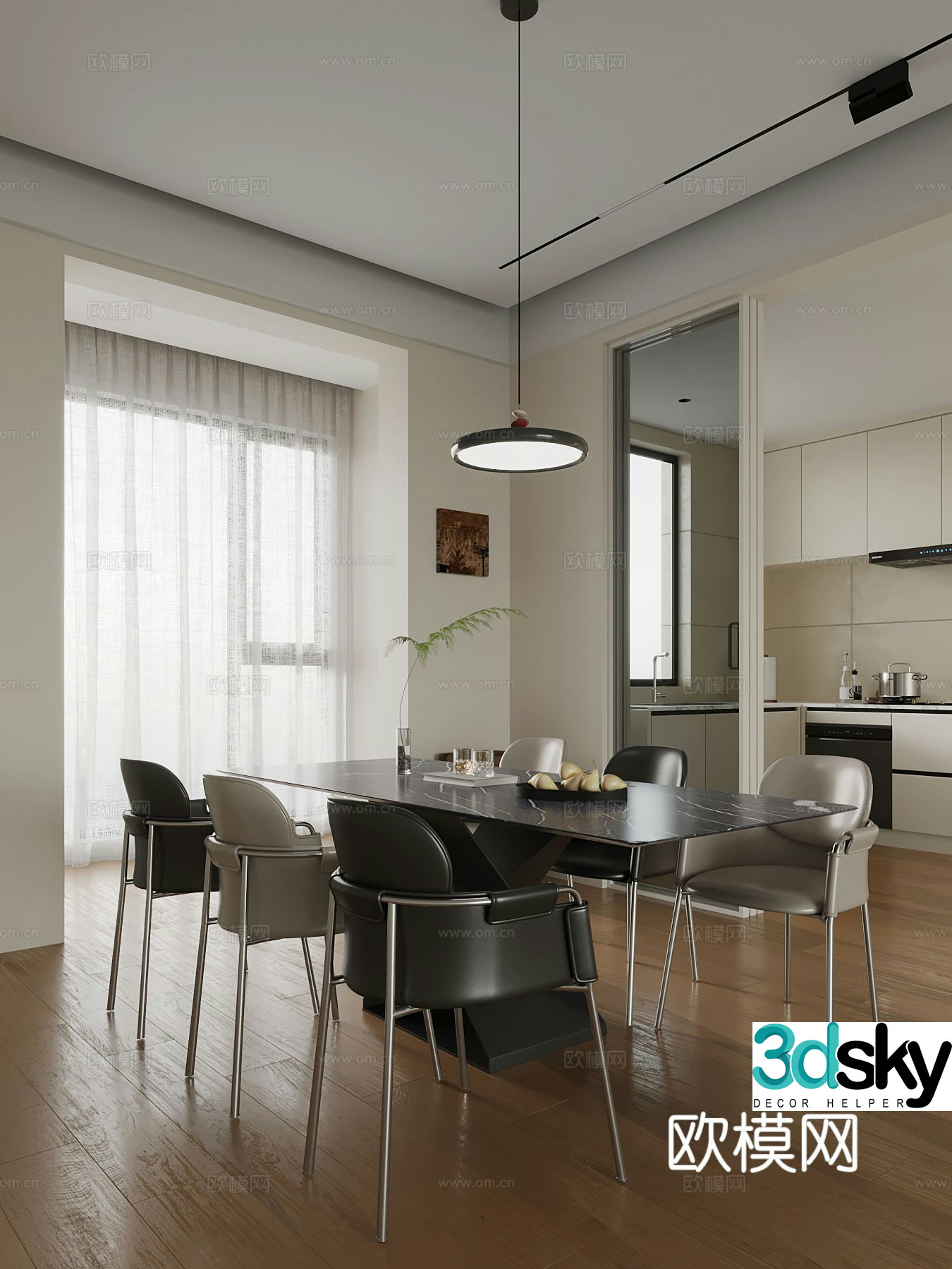 Bar dining table and chairs slate dining table 3d model