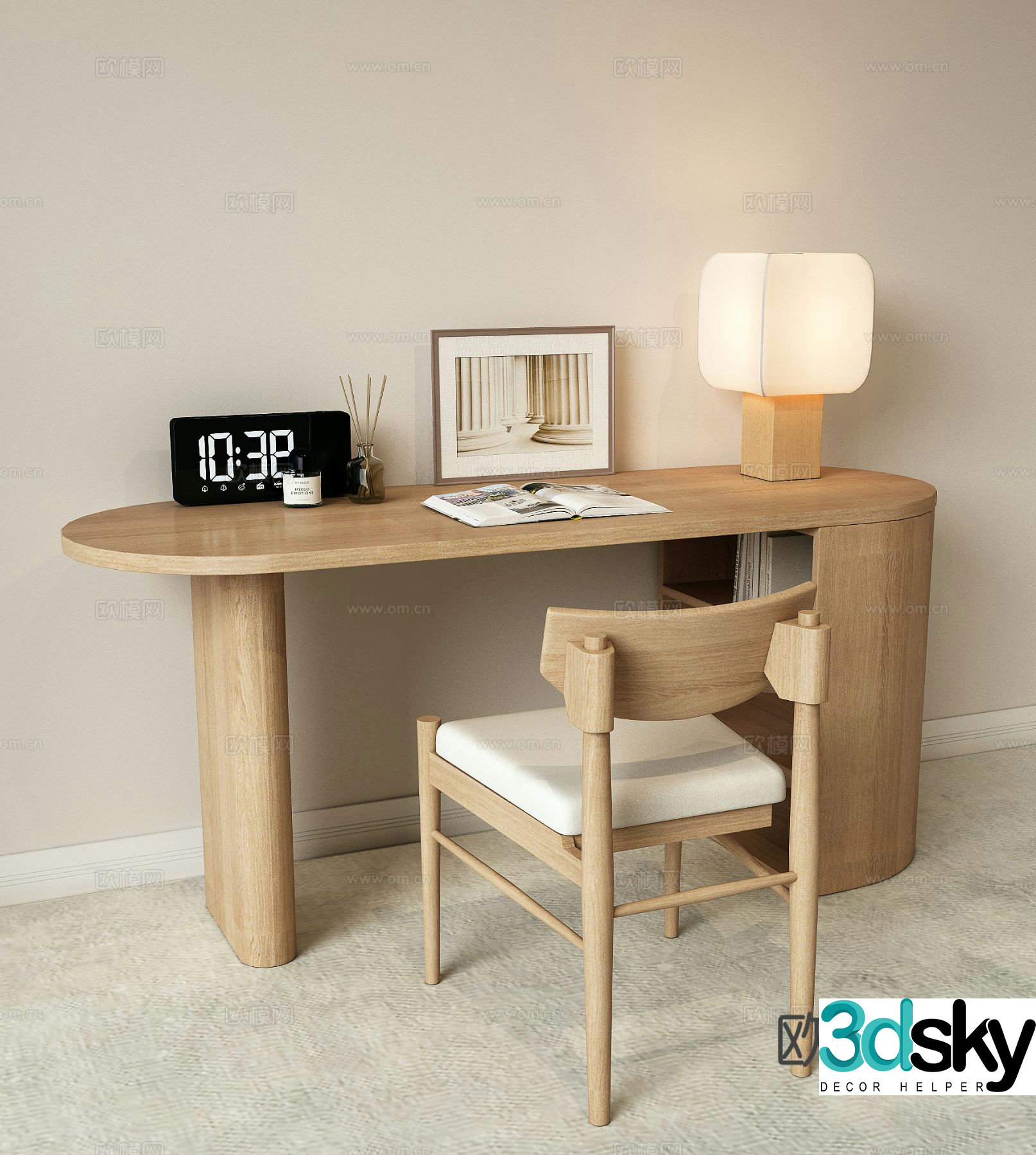 Log desk chair 3d model