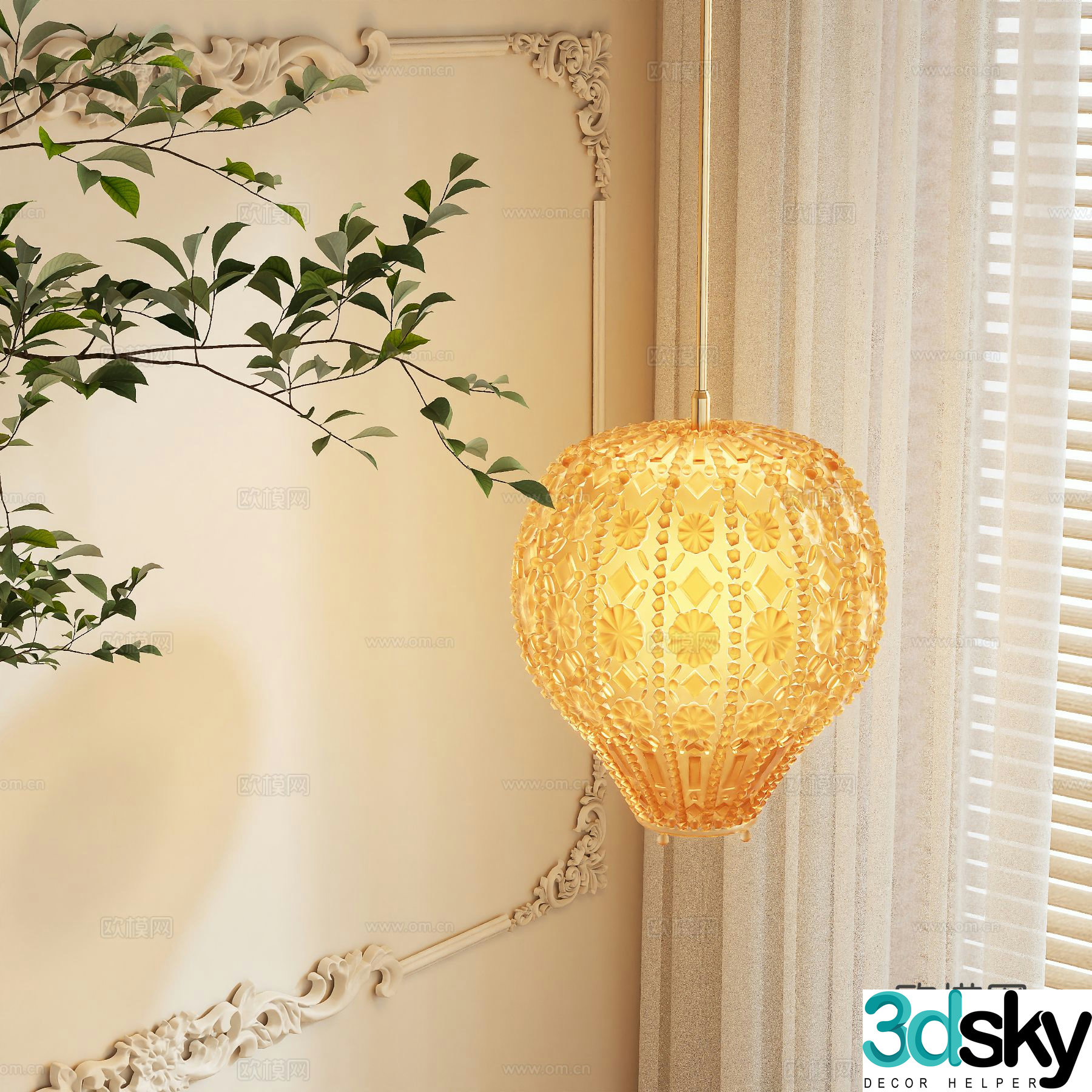 French glass chandelier 3d model