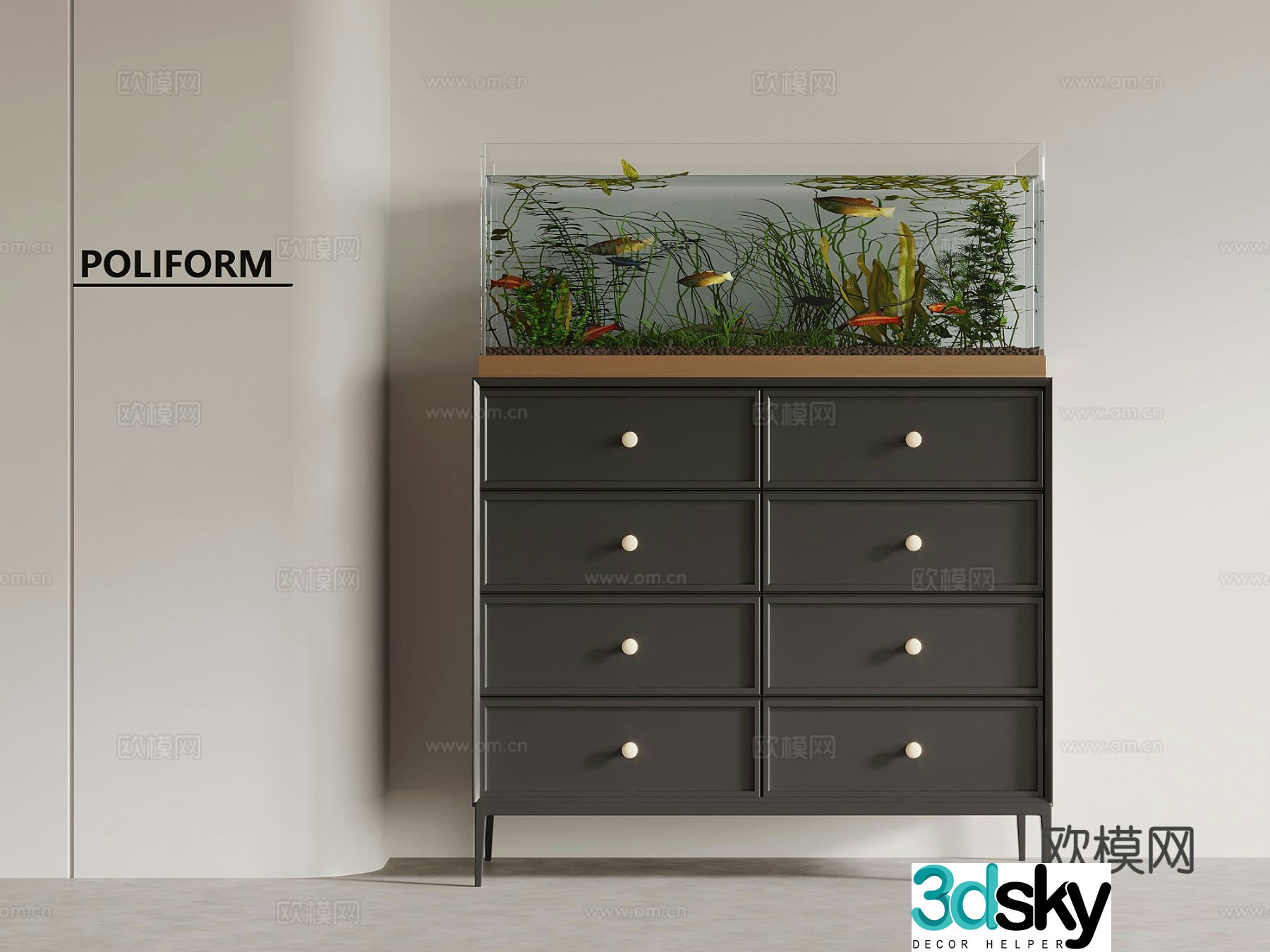 French chest of drawers 3D model