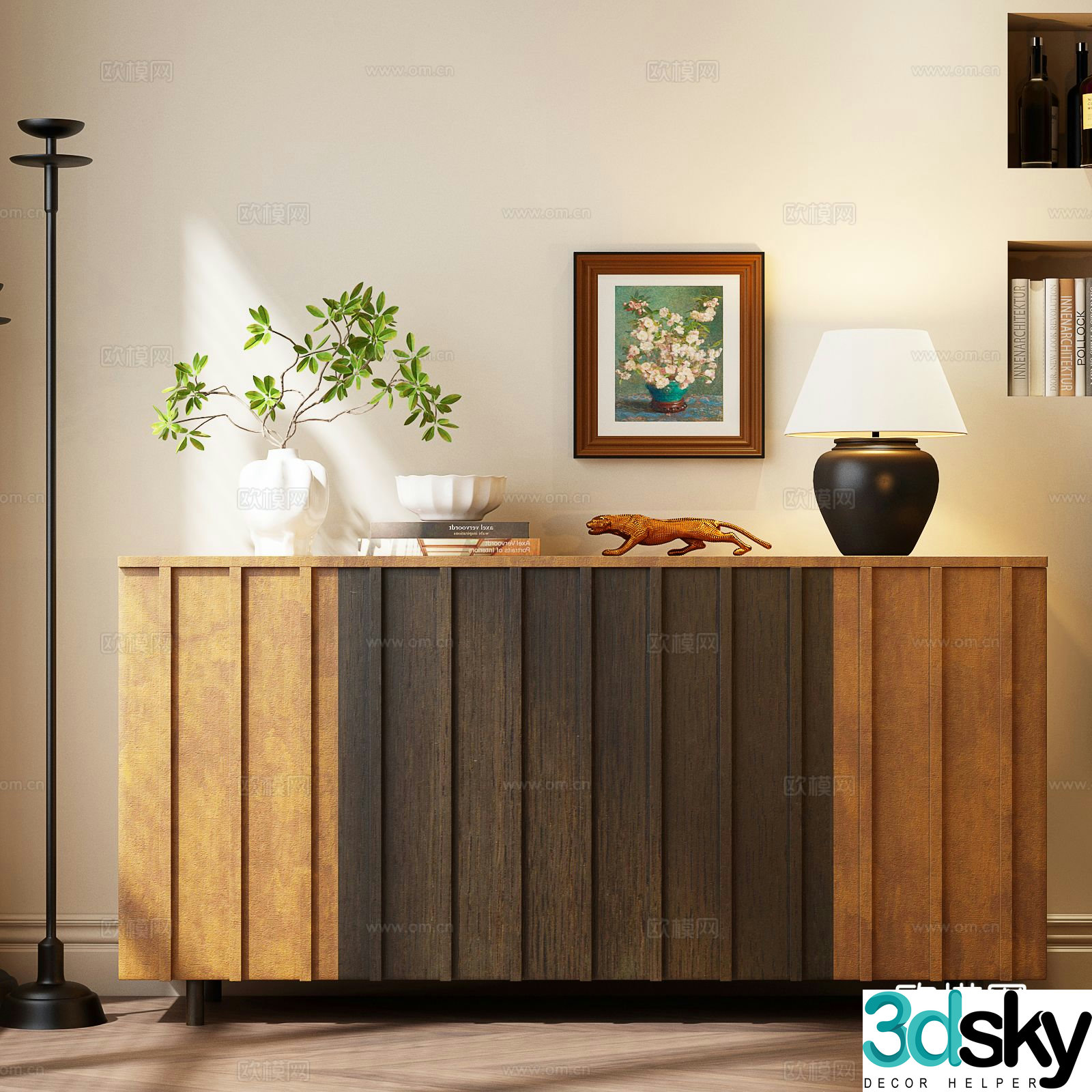 Medieval style entrance cabinet and side cabinet 3D model